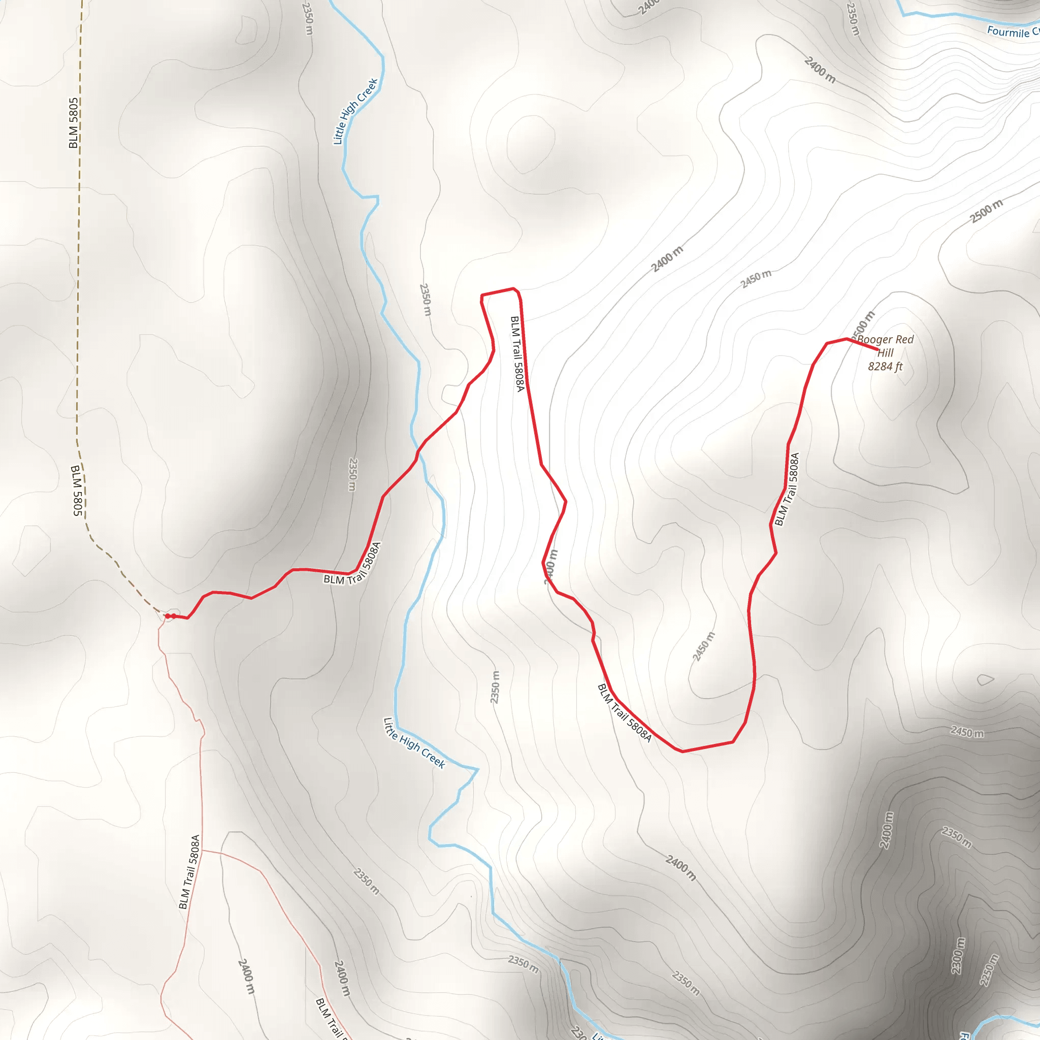 Booger Red Hill via BLM Trail mobile static map