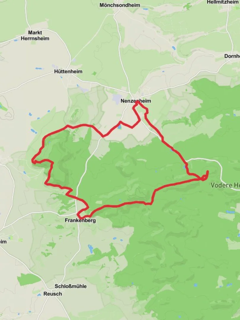 An image depicting the trail Nenzenheim Loop via Iffigheimer Berg and Kapellberg and its surrounding area.