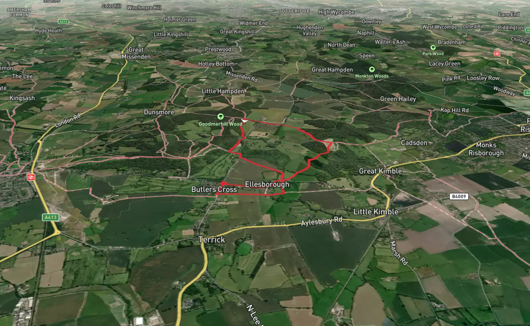An image depicting the trail Whorley and Ellesborough Loop and its surrounding area.