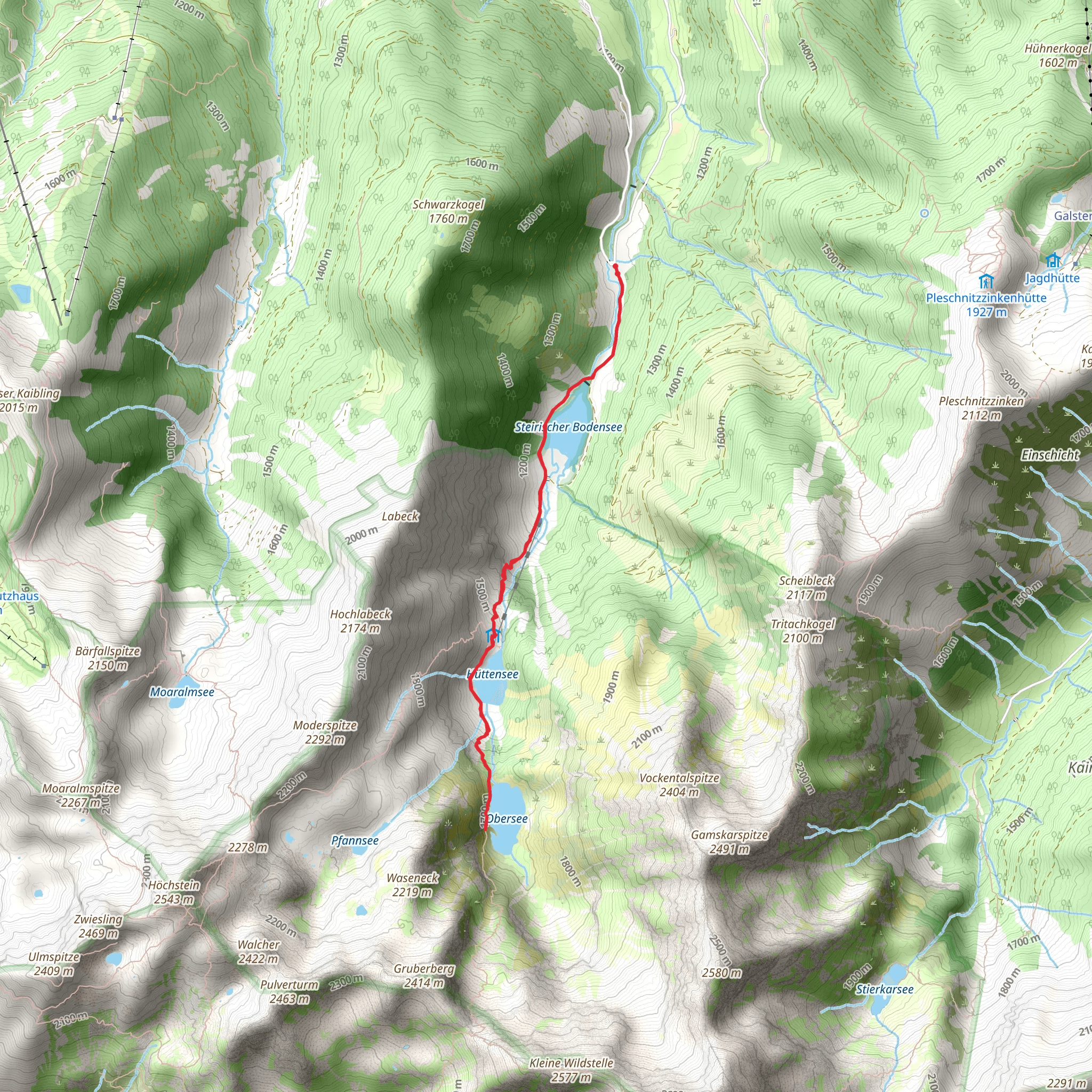 Bodensee, Hüttensee and Obersee Lakes Trail mobile static map