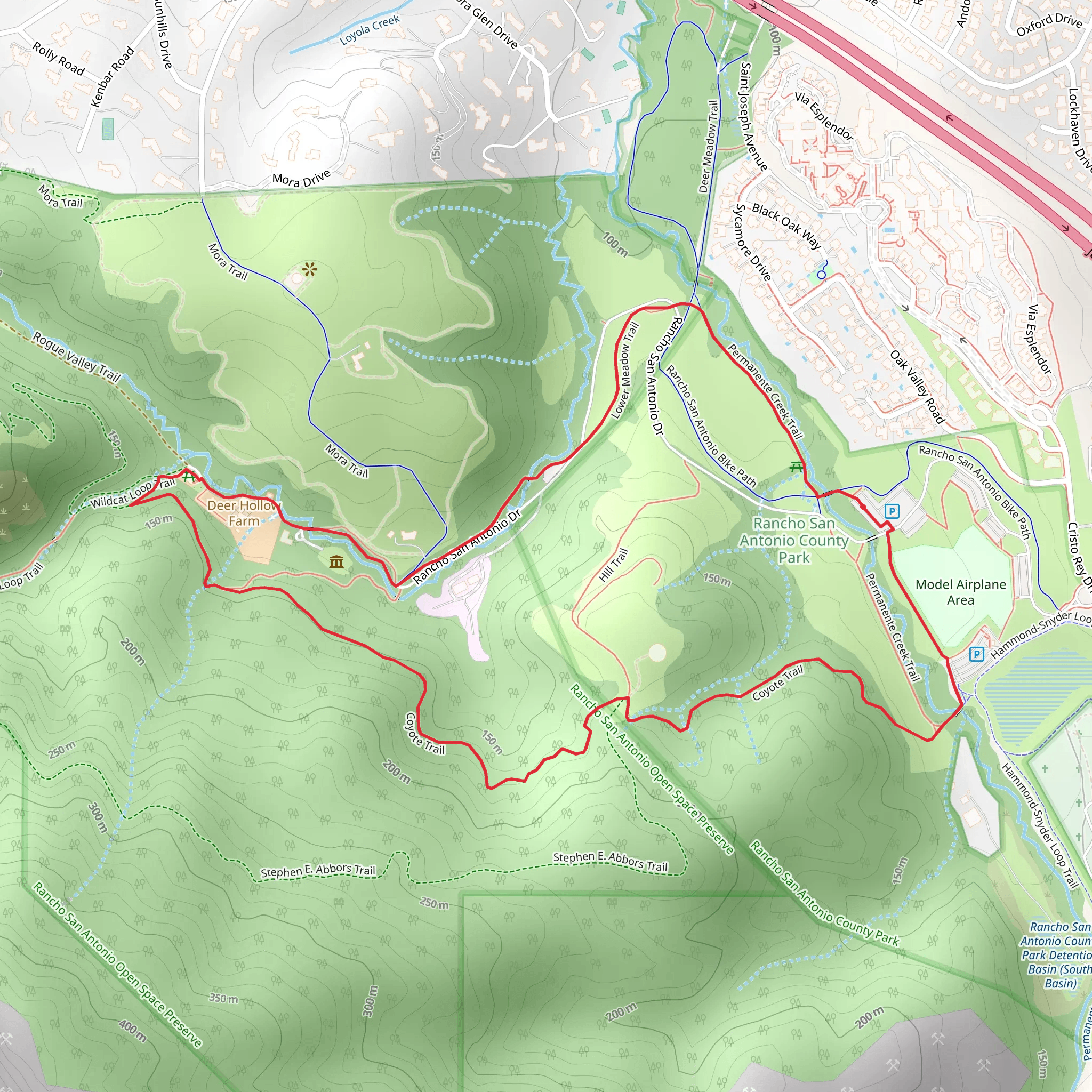 Lower Meadow - South Meadow - Permanente Creek Loop Trail mobile static map