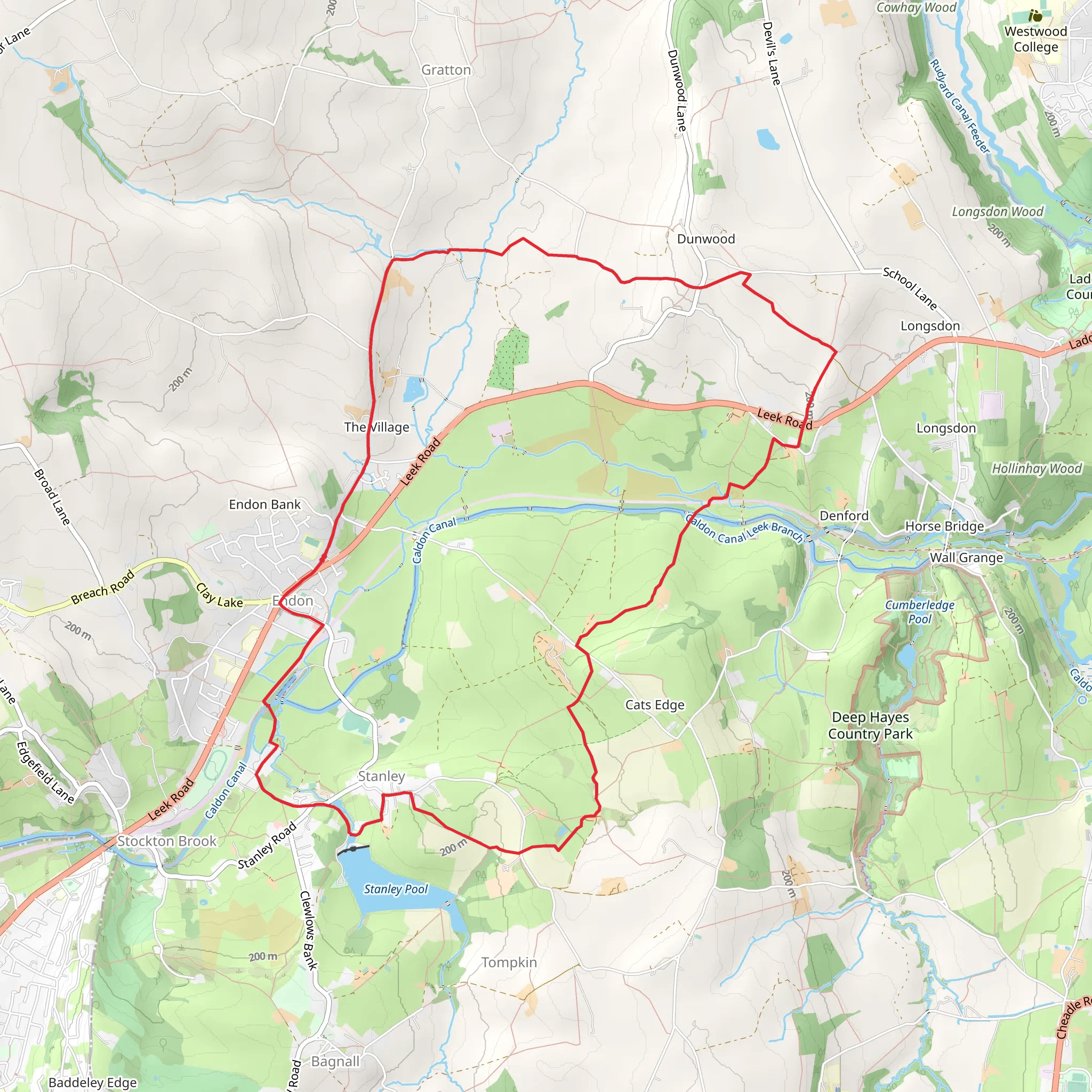 Endon, Stanley and Longsdon Loop mobile static map