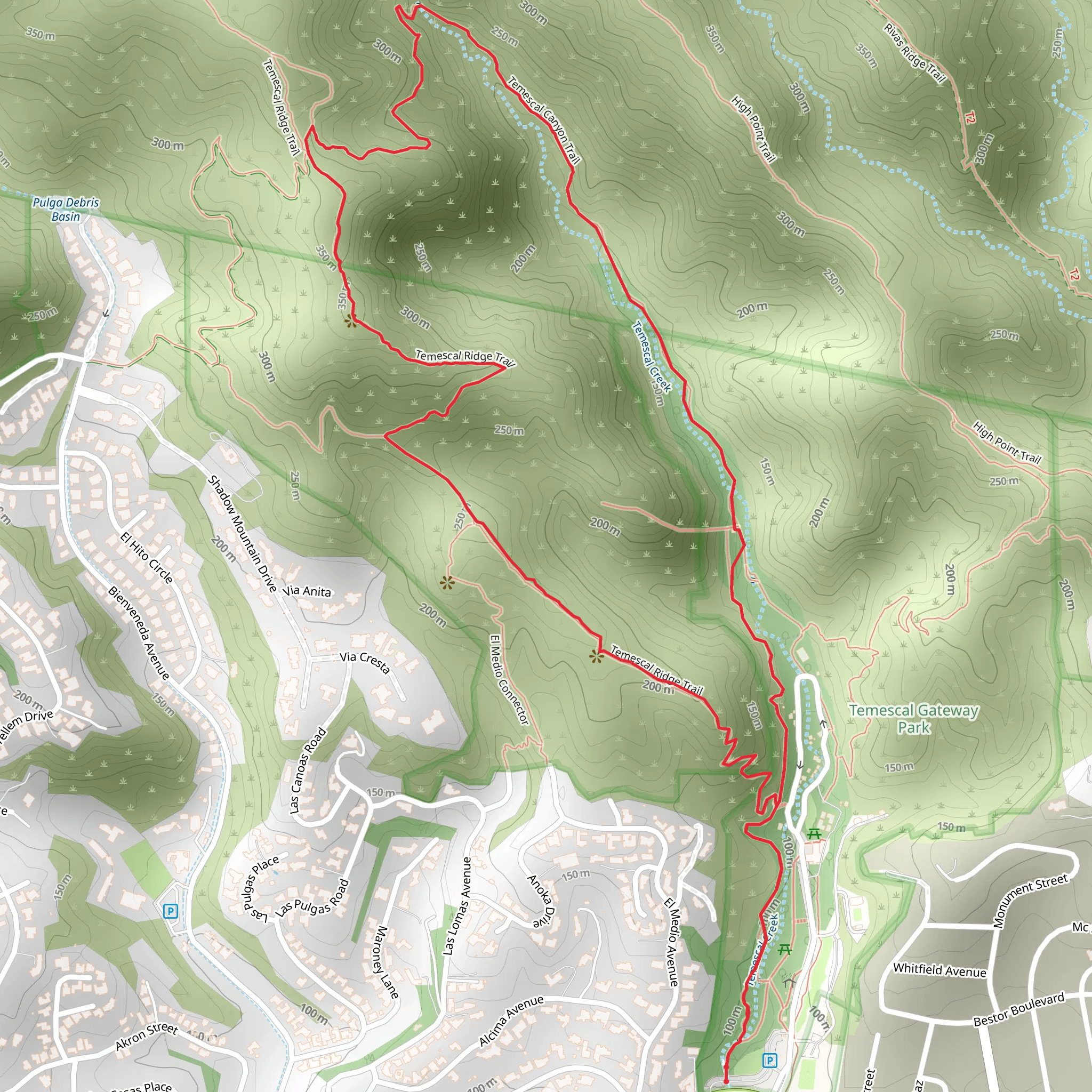 Temescal Canyon Loop Trail mobile static map