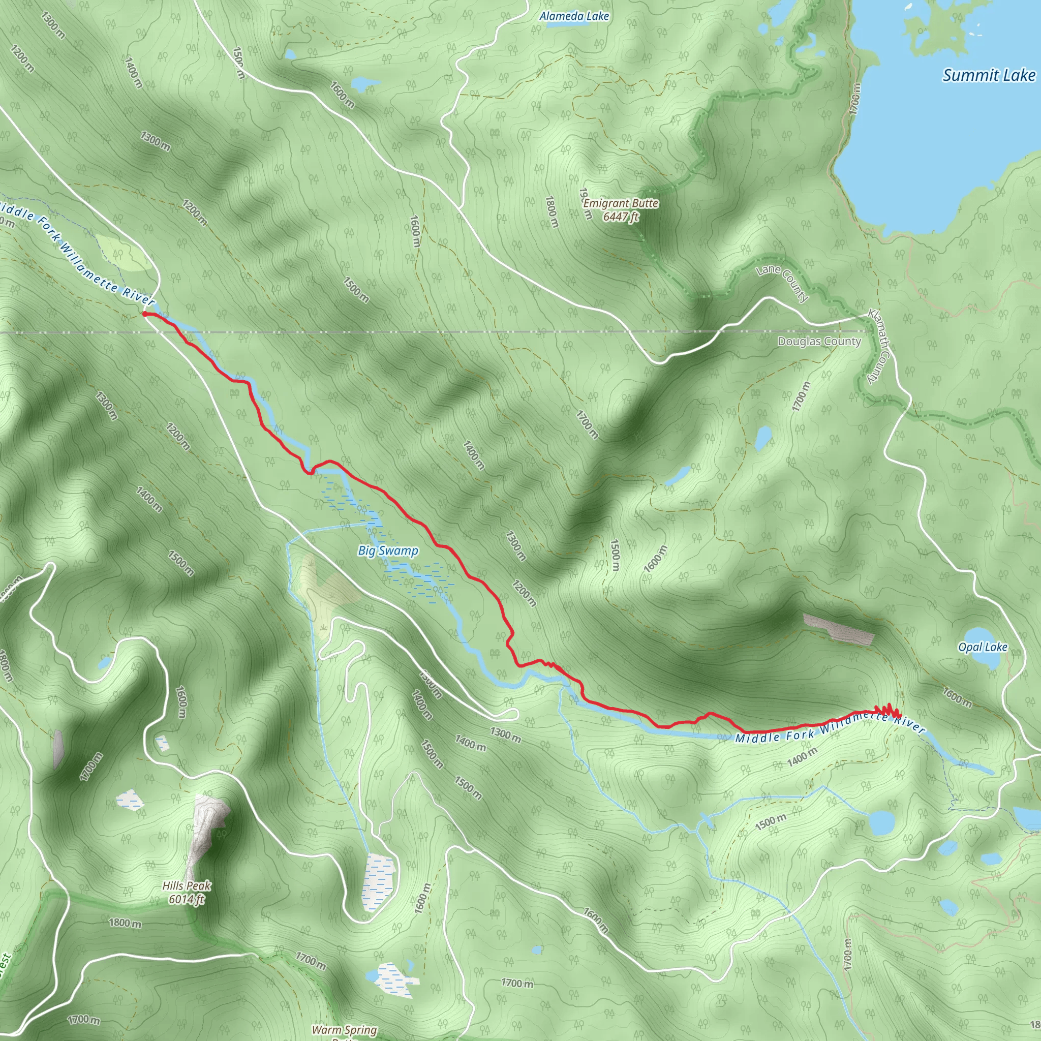 Middle Fork Willamette River Trail mobile static map