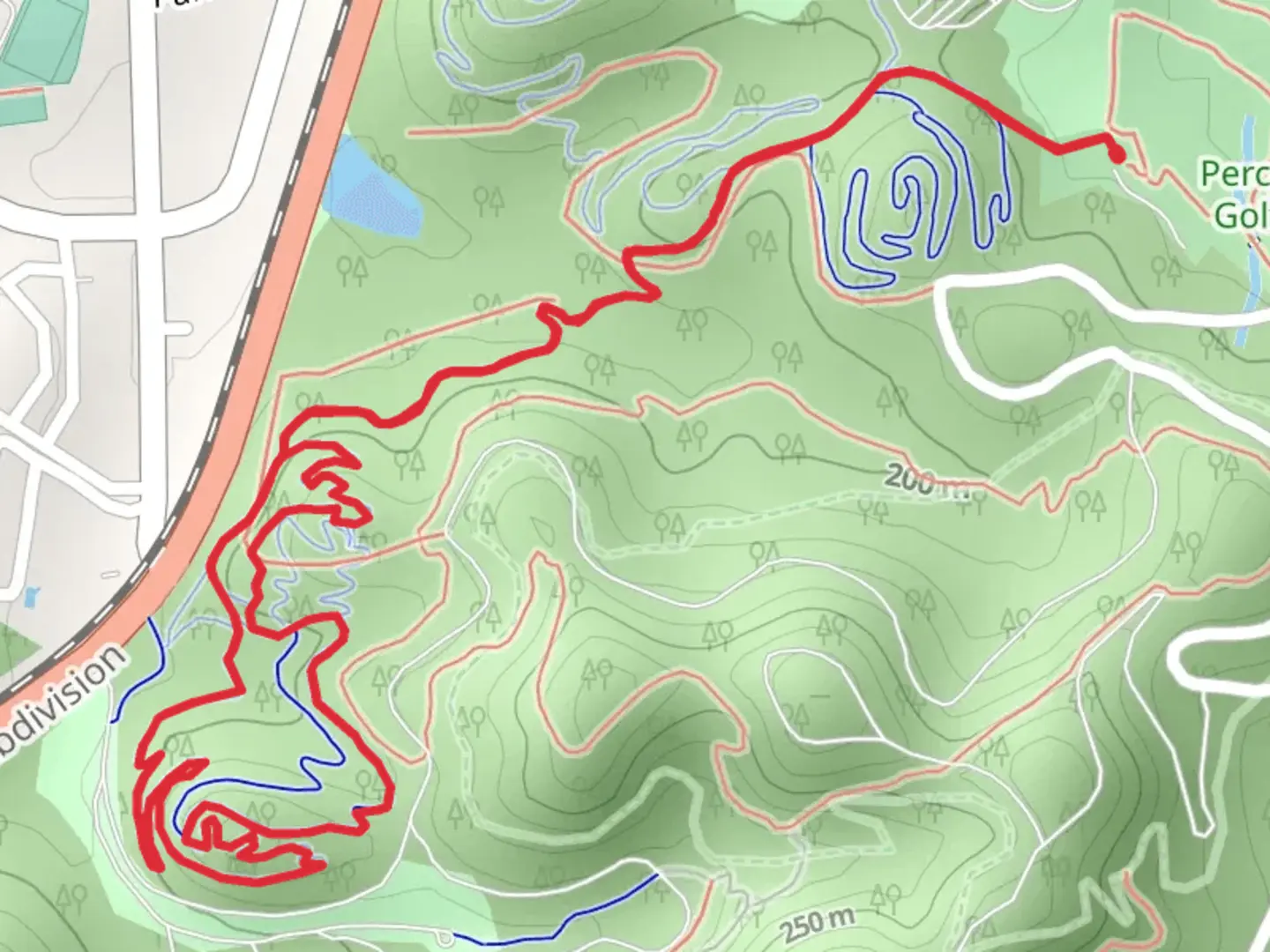 An image depicting the trail Toybox Hill, Hookman Hill and Rocky Top Loop and its surrounding area.