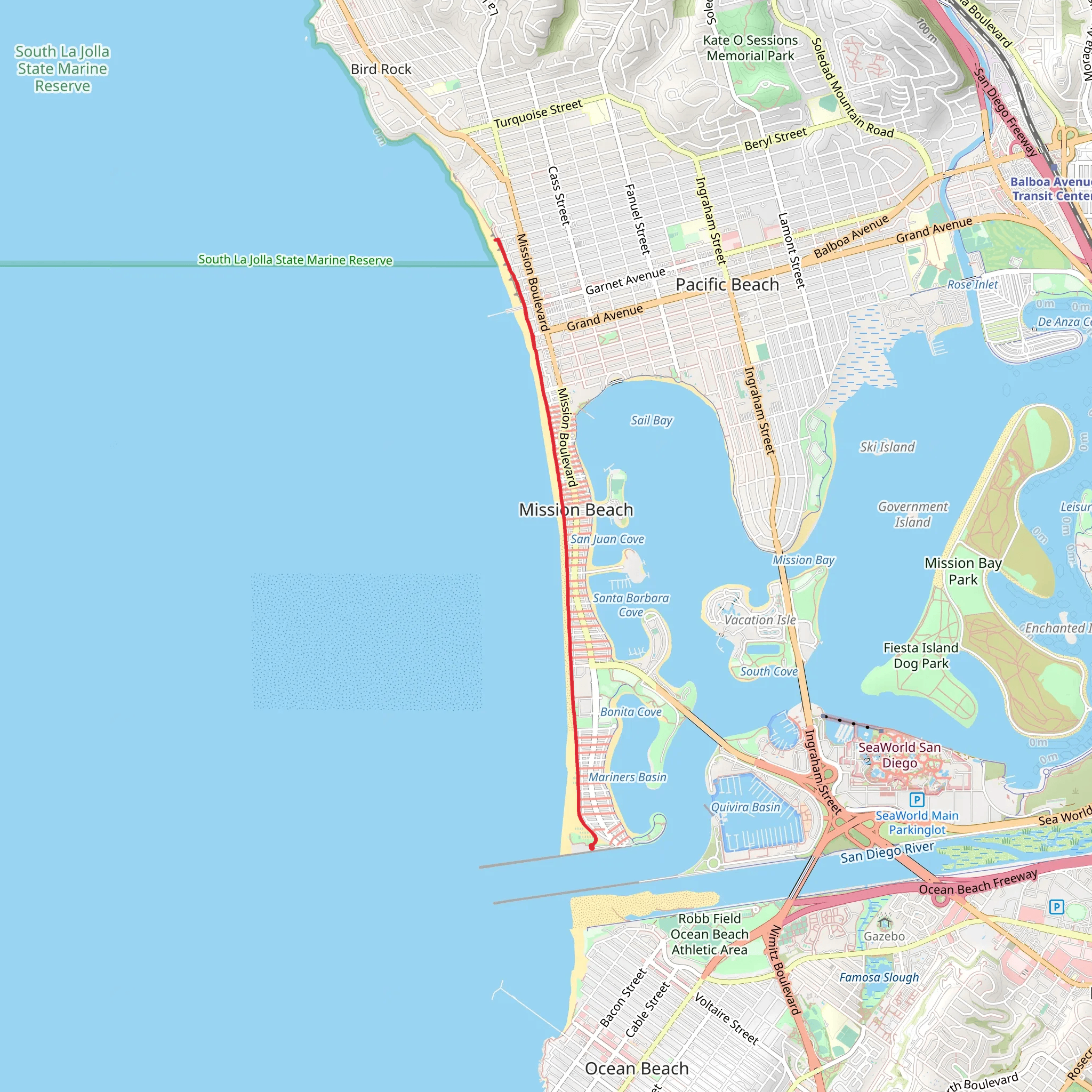 Ocean Front Walk mobile static map