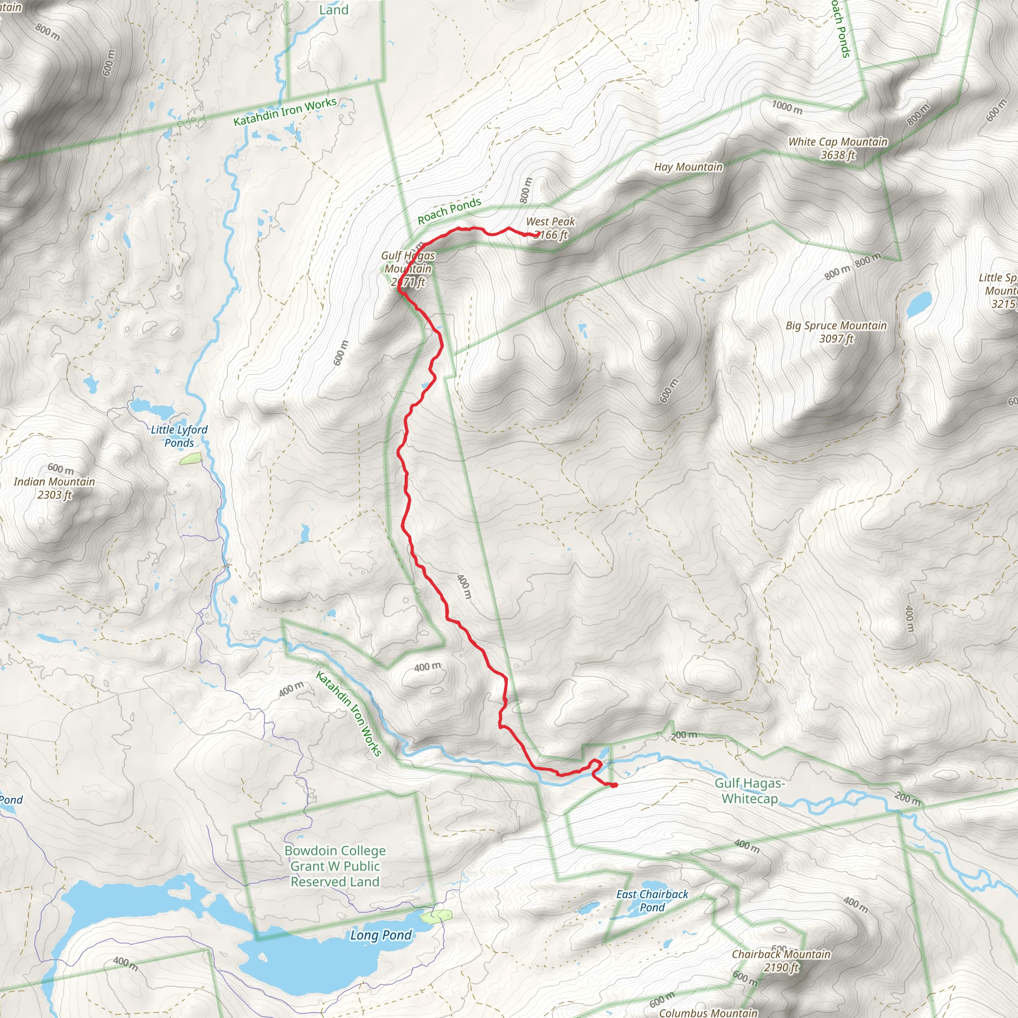 Gulf Hagas Mountain and West Peak via Applachian Trail mobile static map