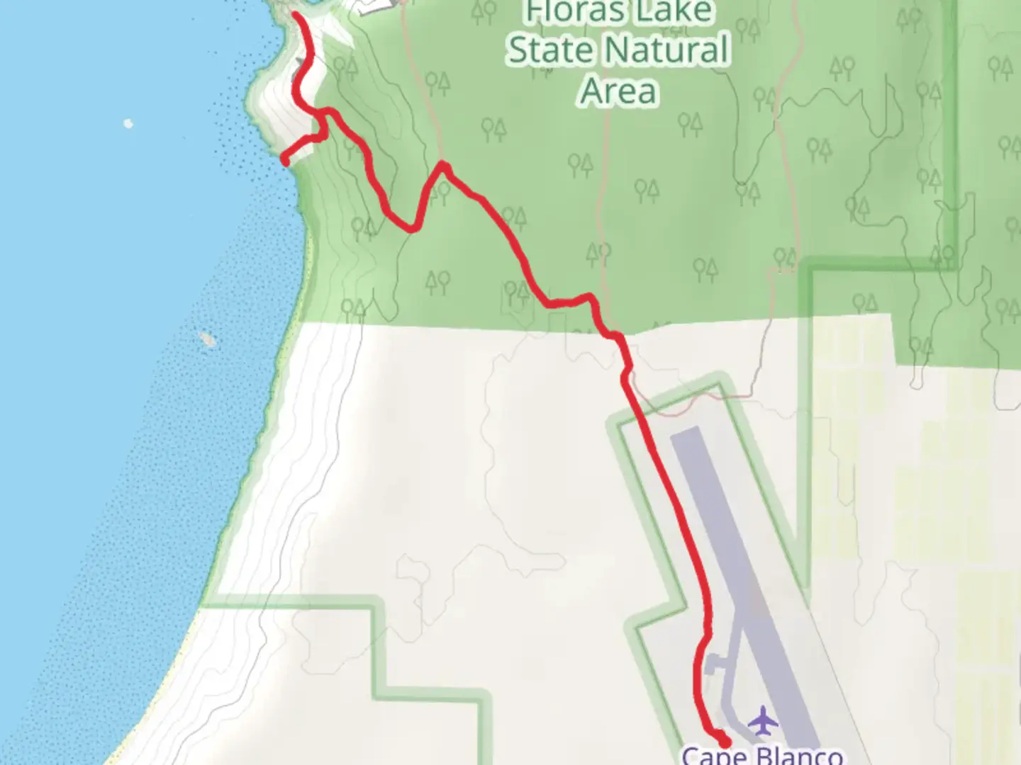 An image depicting the trail Blacklock Point from Airport Road and its surrounding area.