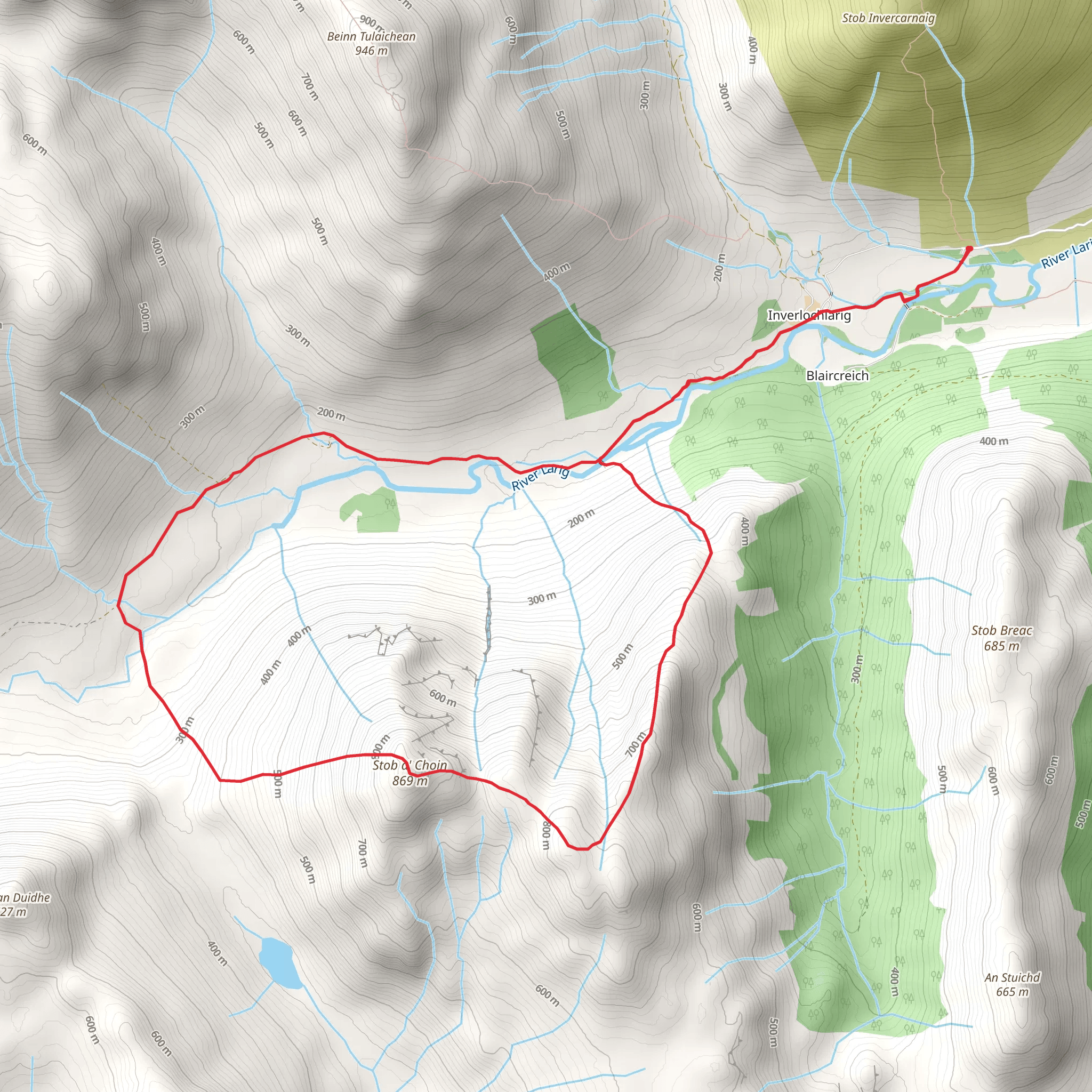 Stob a' Choin and Bealach Coire an Laoigh Loop mobile static map