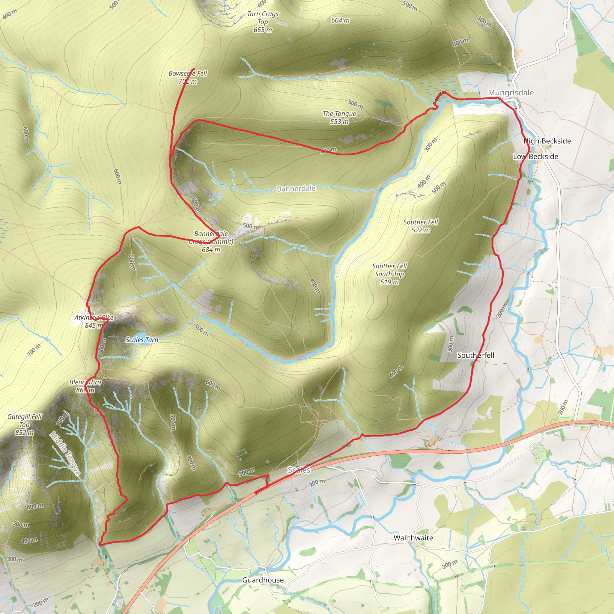Hall's fell and Piles of Stones Loop mobile static map