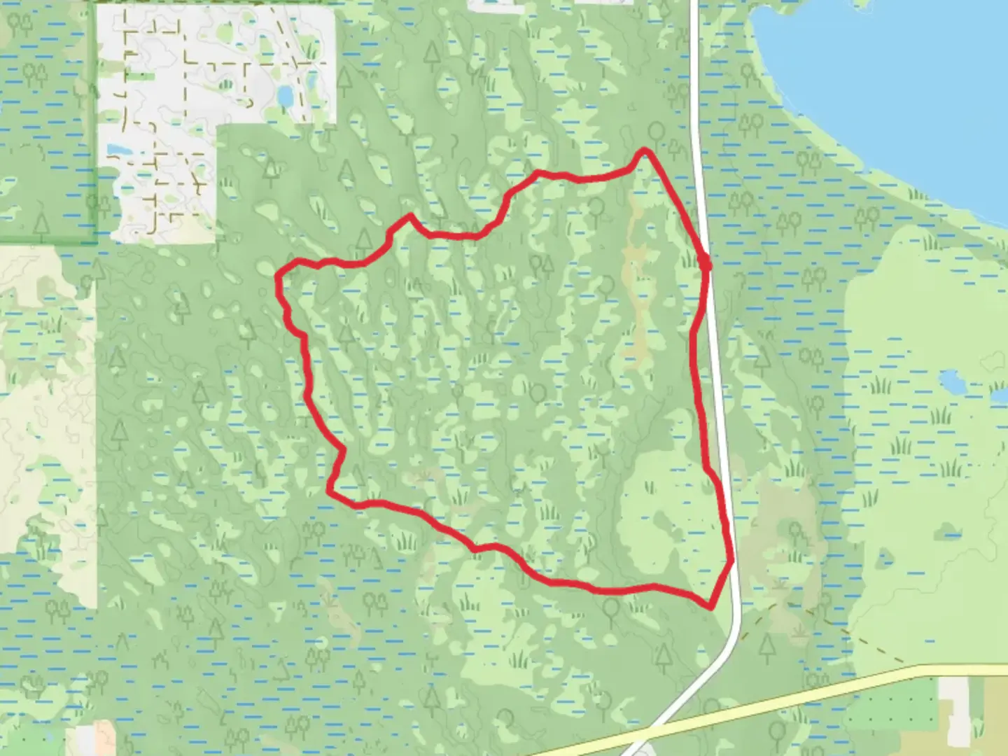 An image depicting the trail Blue Loop Trail - Walk in the Water Road and its surrounding area.