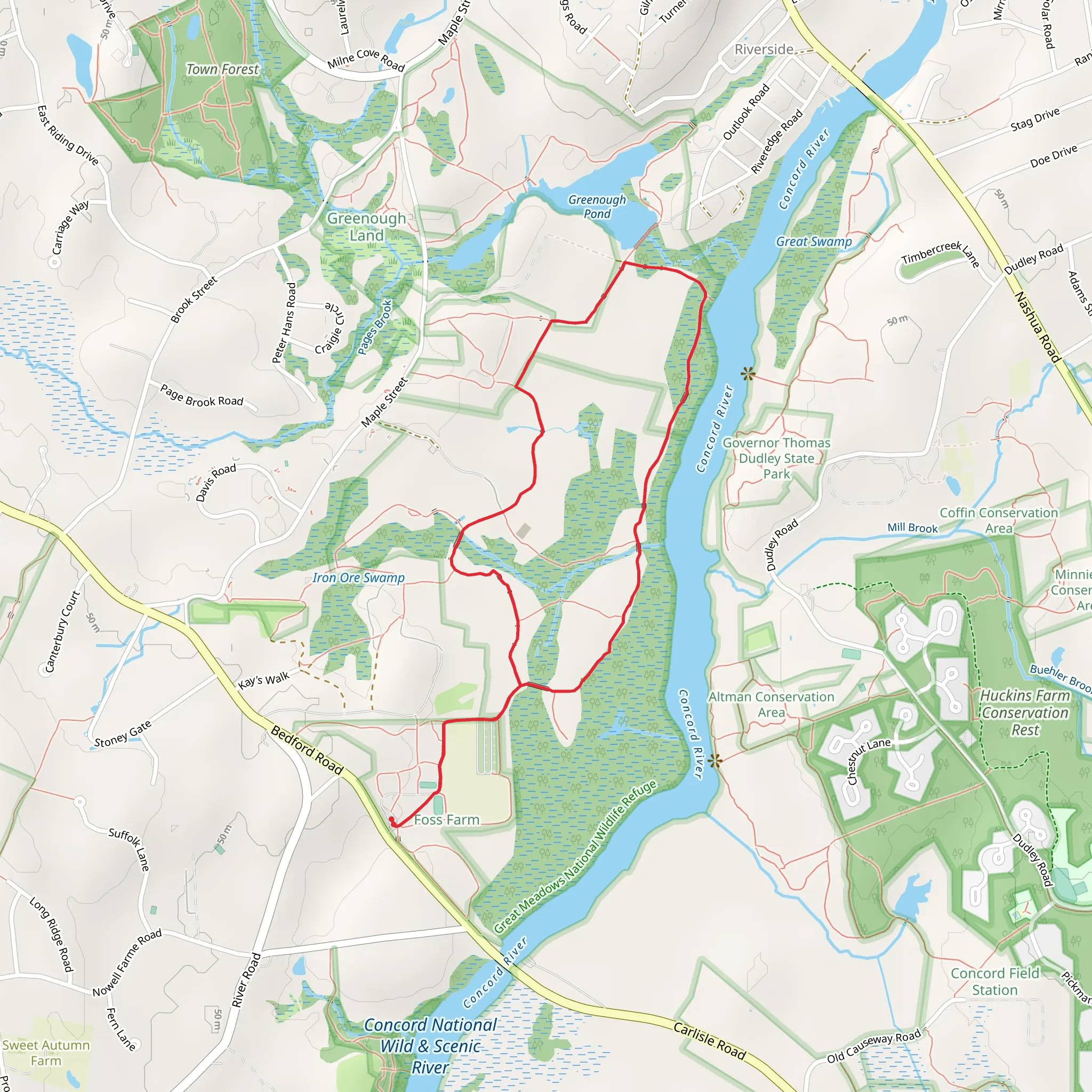 Concord River Loop Trail mobile static map