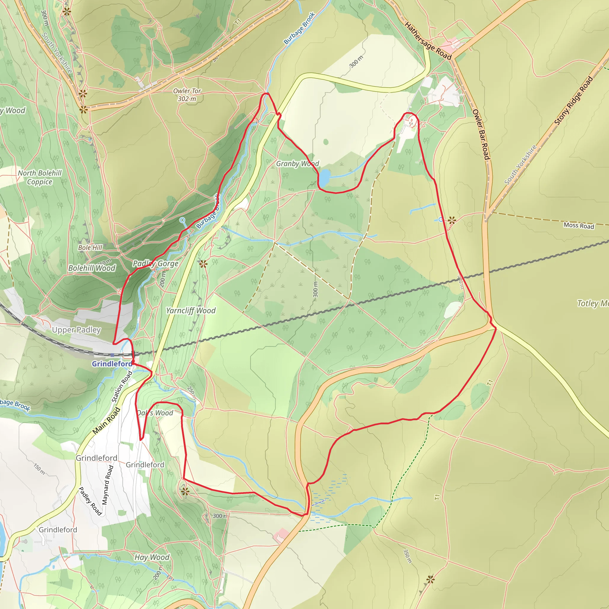 Padley Gorge and Longshaw Estate Loop from Grindleford mobile static map
