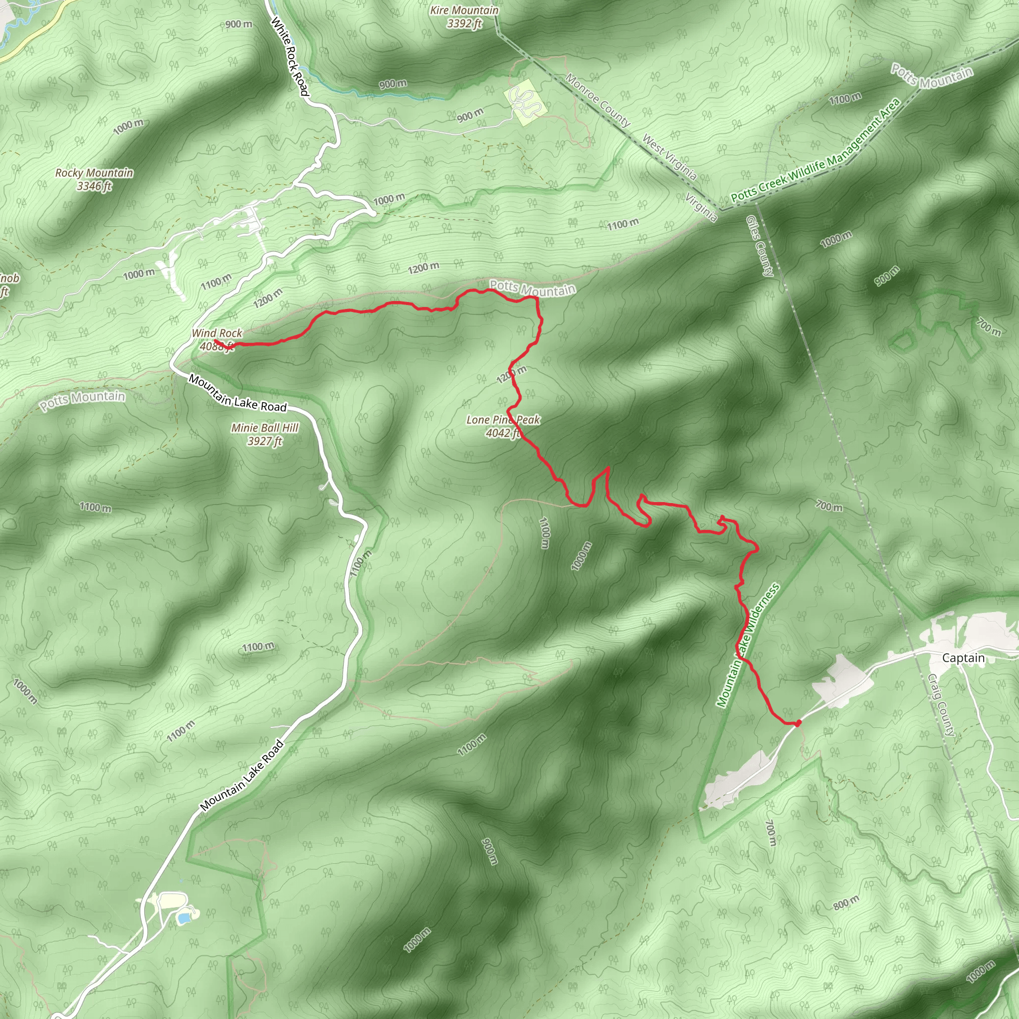 Salt Pond Mountain and Wind Rock via Appalachian Trail mobile static map