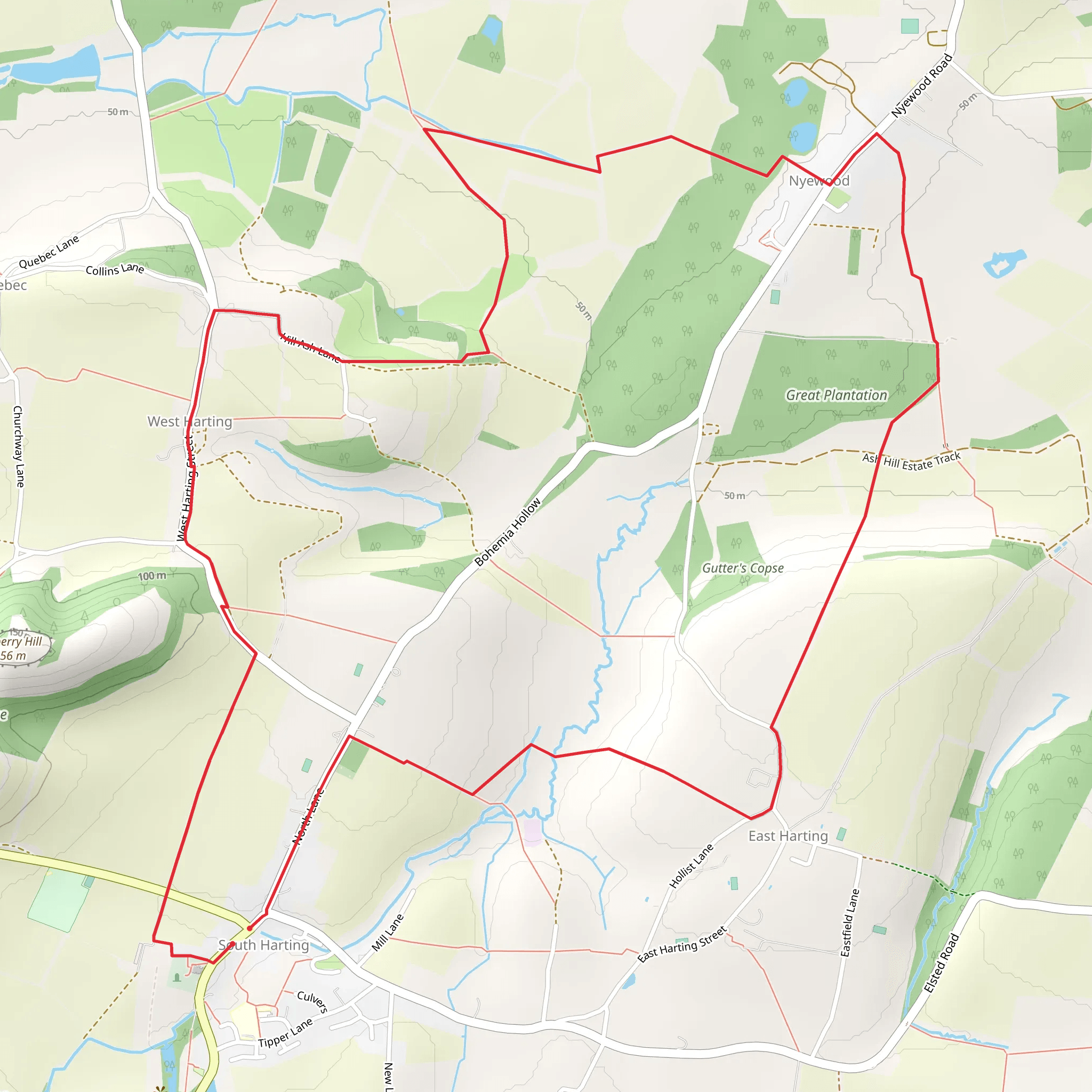 South Harting Trail mobile static map