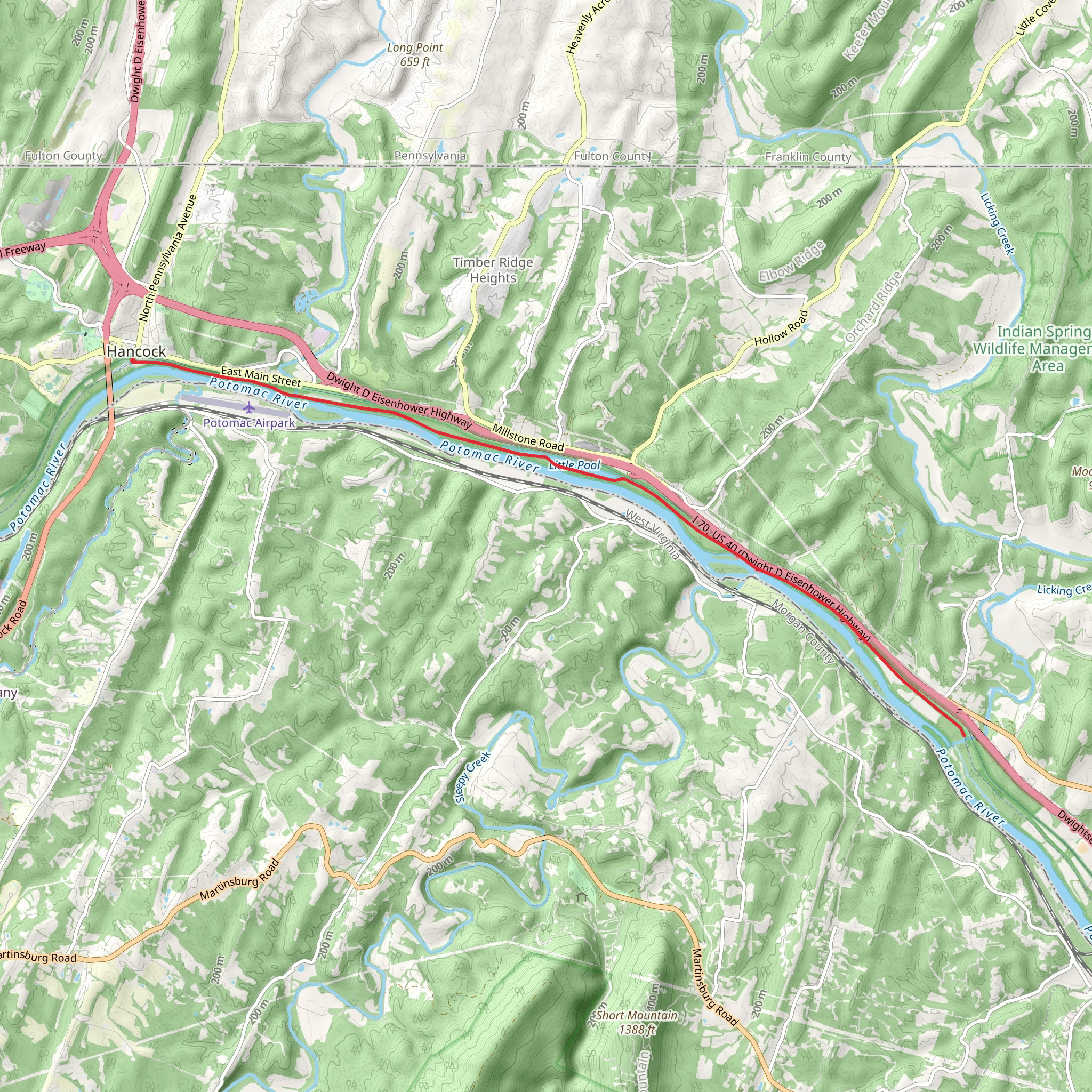 Chesapeake and Ohio Canal Trail - Hancock mobile static map
