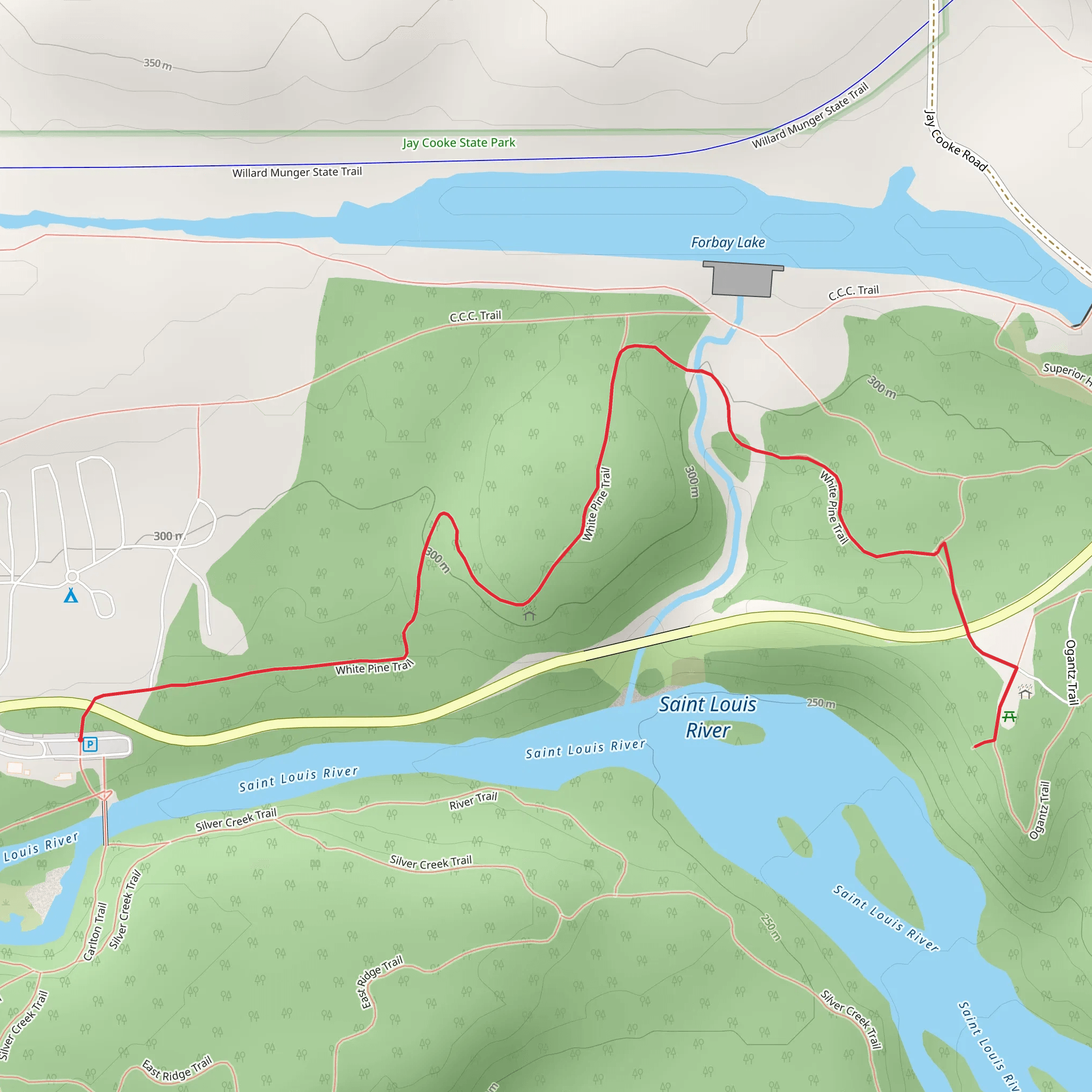 White Pine Trail - Jay Cooke State Park mobile static map