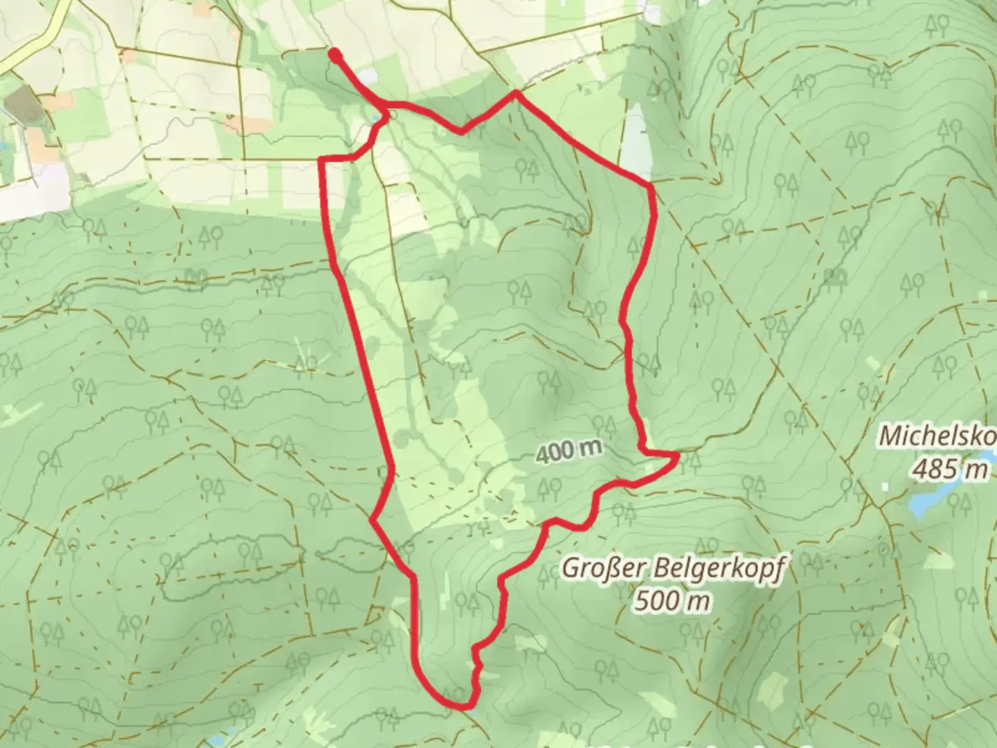 An image depicting the trail Niederkaufungen Rundweg and Grimmsteig and its surrounding area.