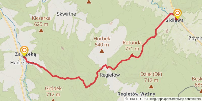 Main Beskid Trail stage 18 Map