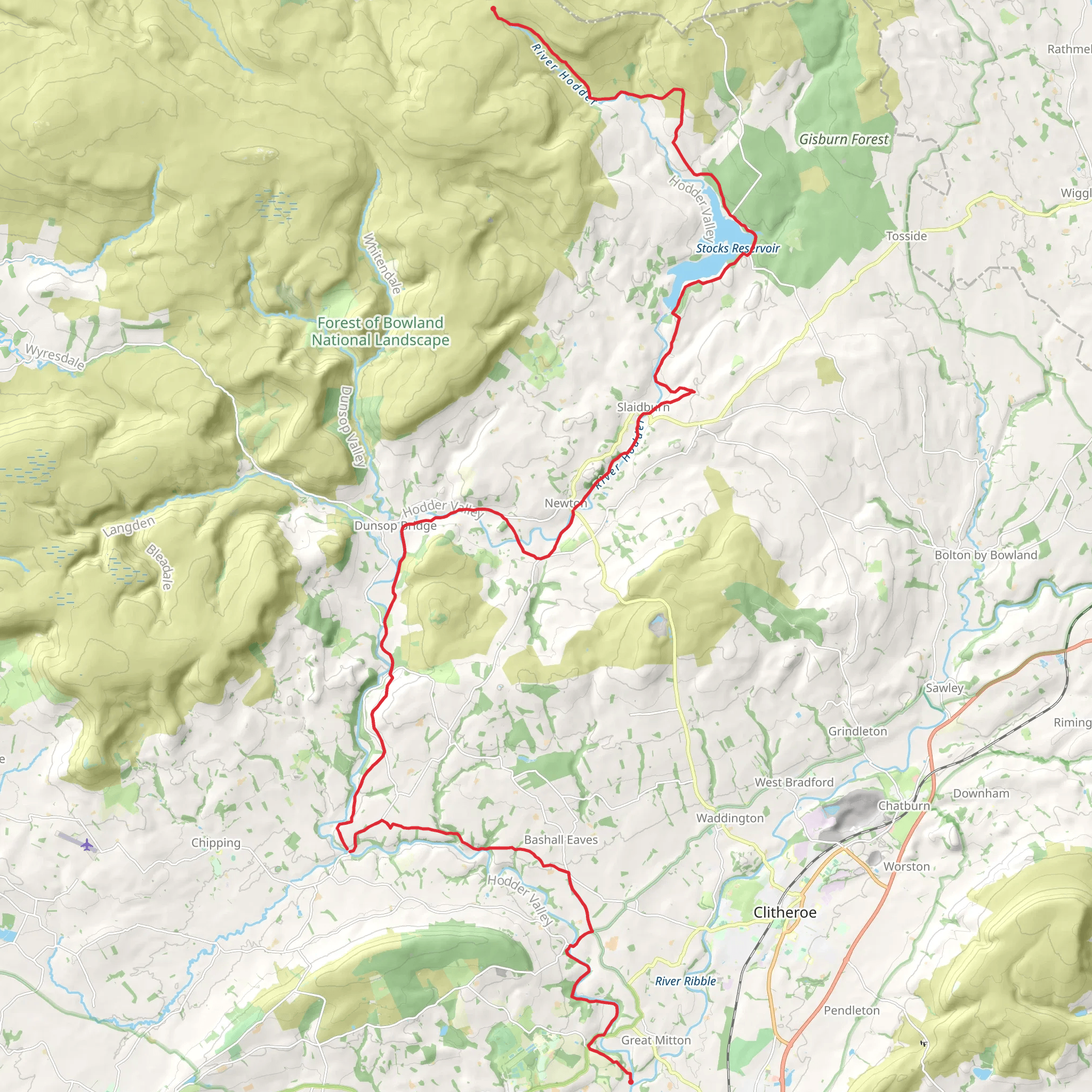 Hodder Way mobile static map