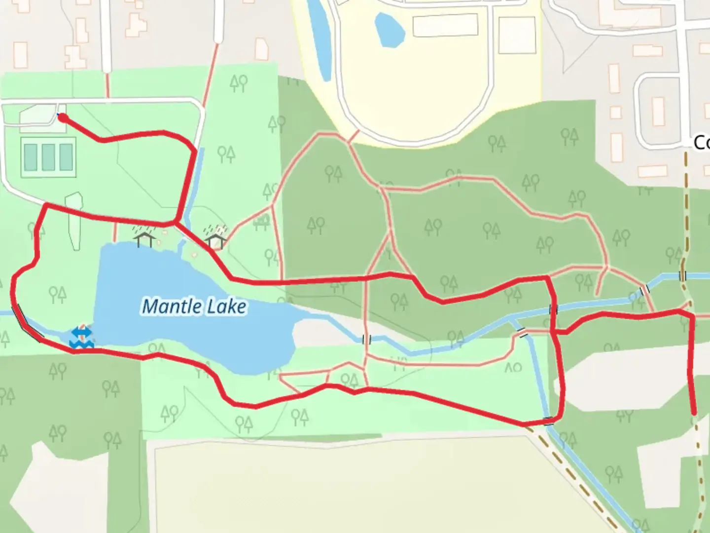 An image depicting the trail Mantle Lake Loop and its surrounding area.