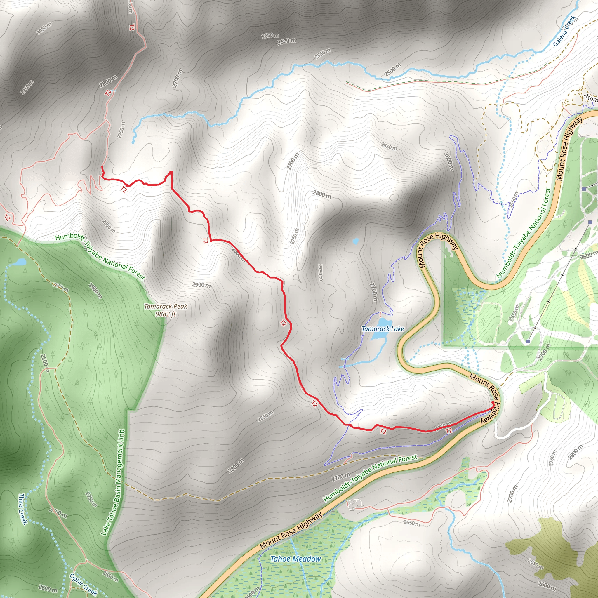 Tahoe Rim Trail - RelayPeak from Mount Rose Summit mobile static map