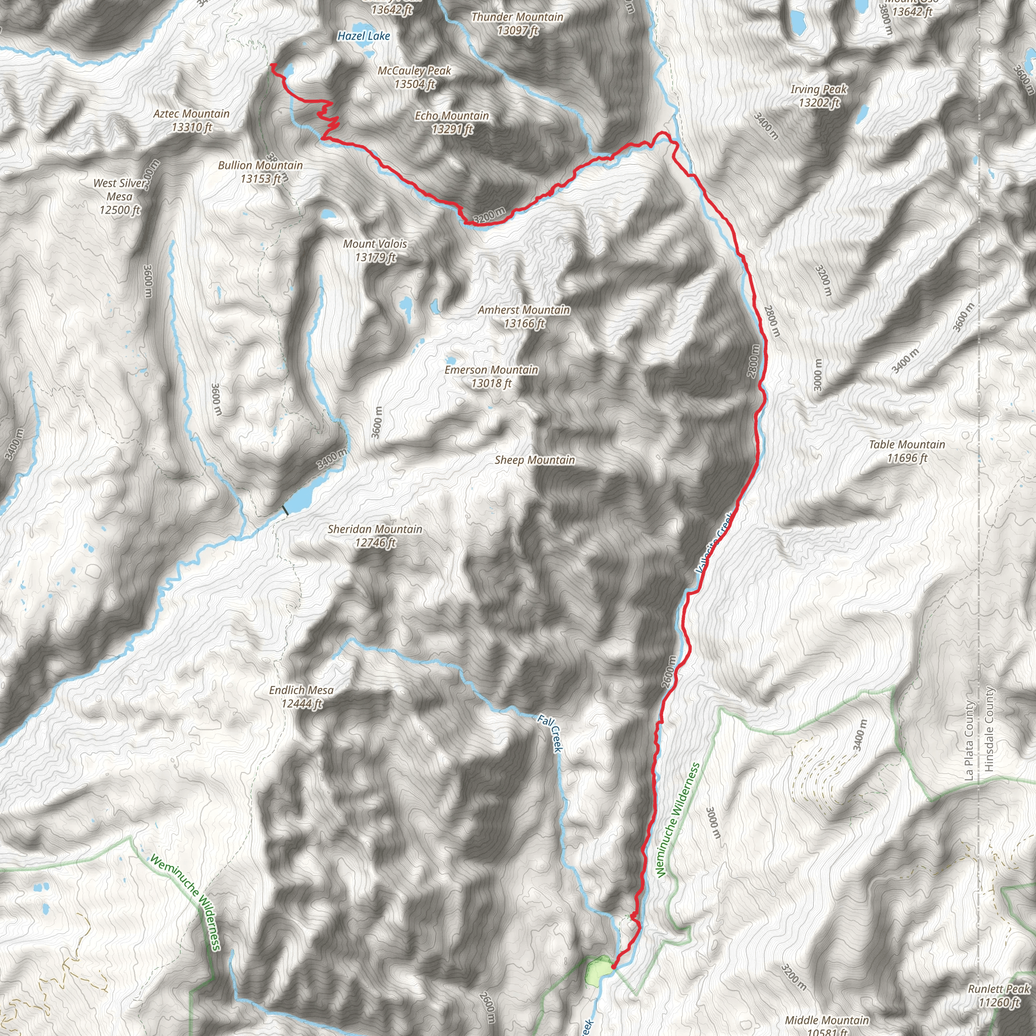 Johnson Creek via Vallecito Creek Trail mobile static map