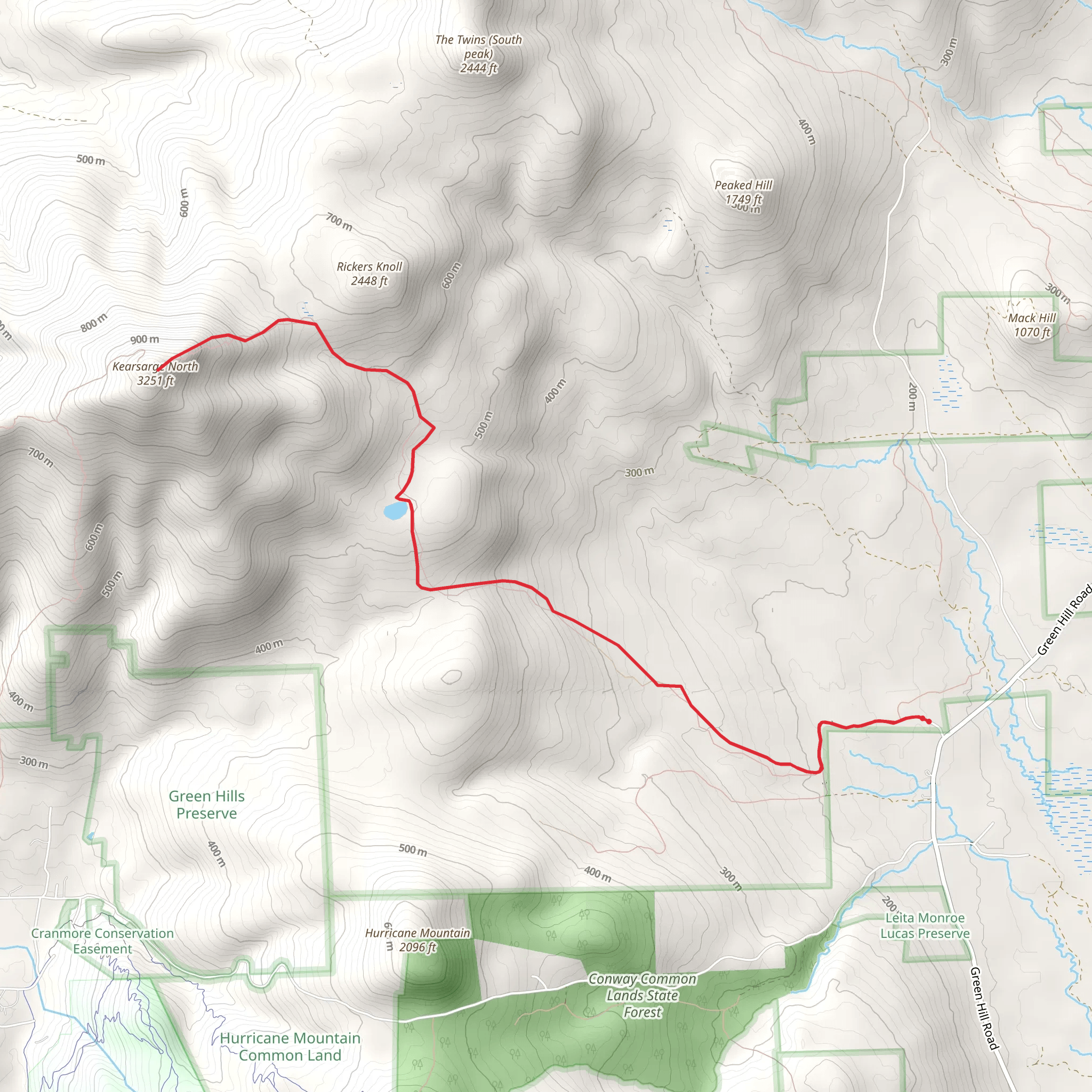 Kearsarge North and Shingle Pond via Weeks Brook Trail mobile static map
