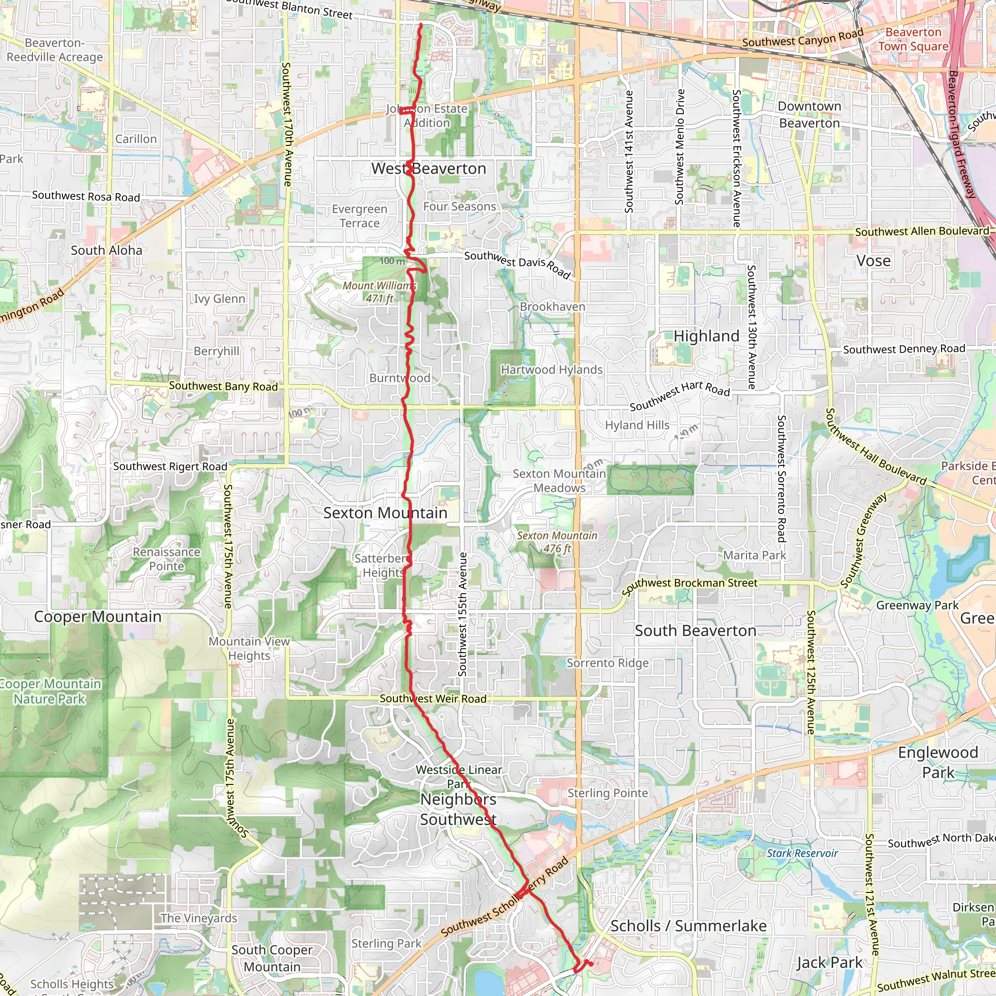 Westside Trail to Southwest Blanton Street mobile static map