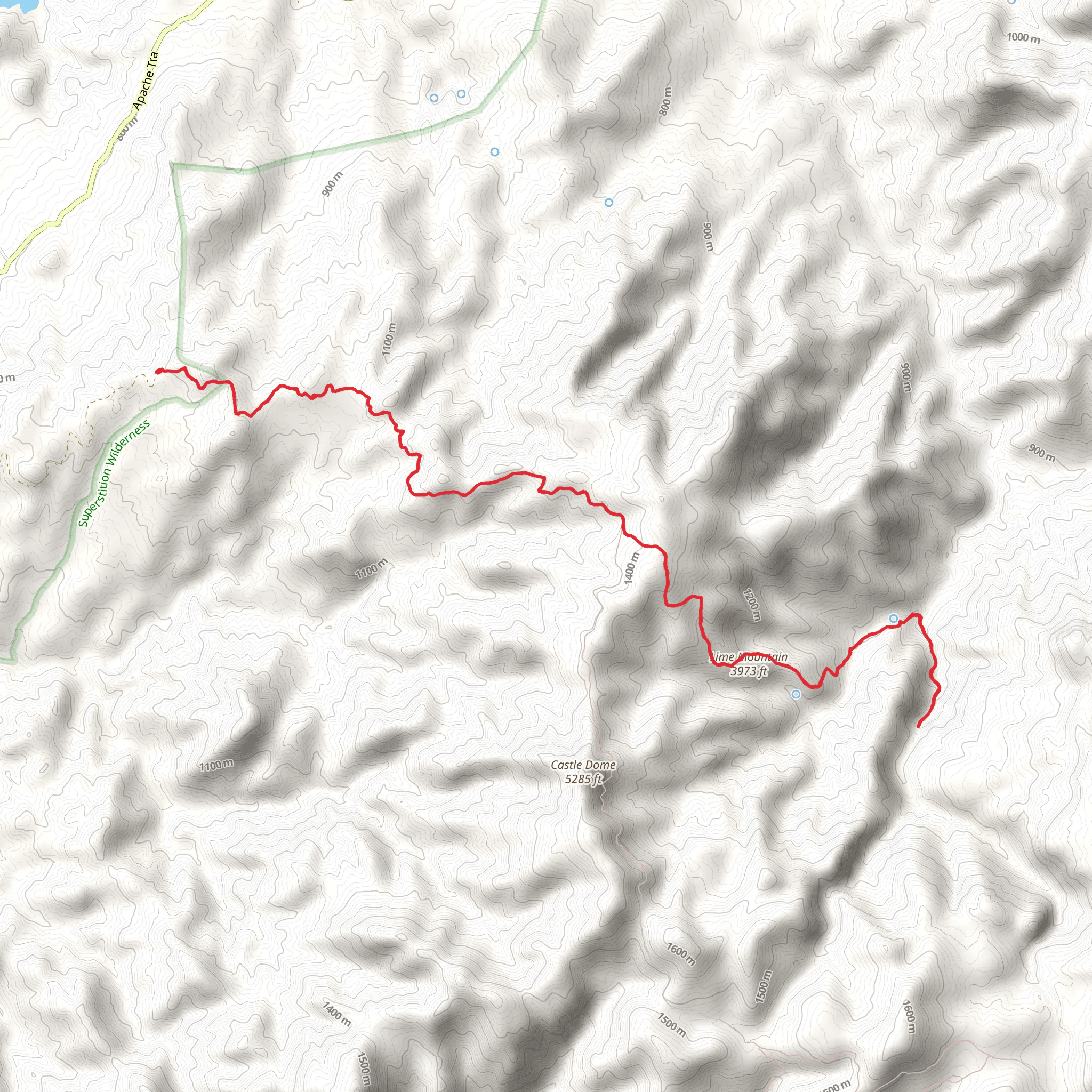Reavis Ranch Trail Out and Back mobile static map