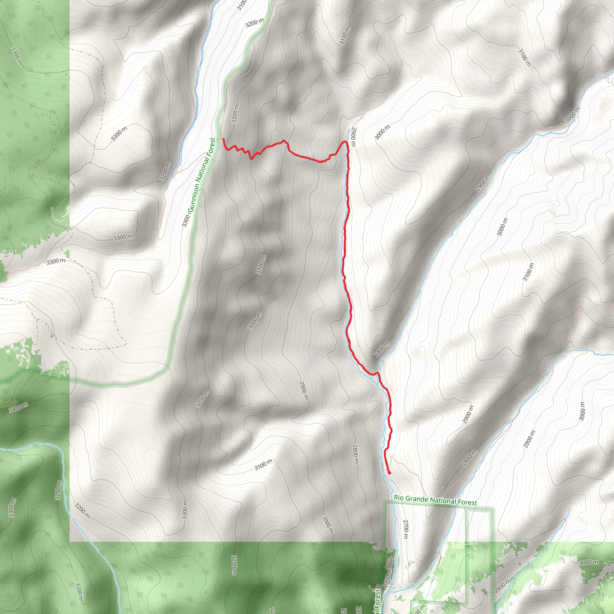 Tank Seven Trail via Middle Creek Trail mobile static map