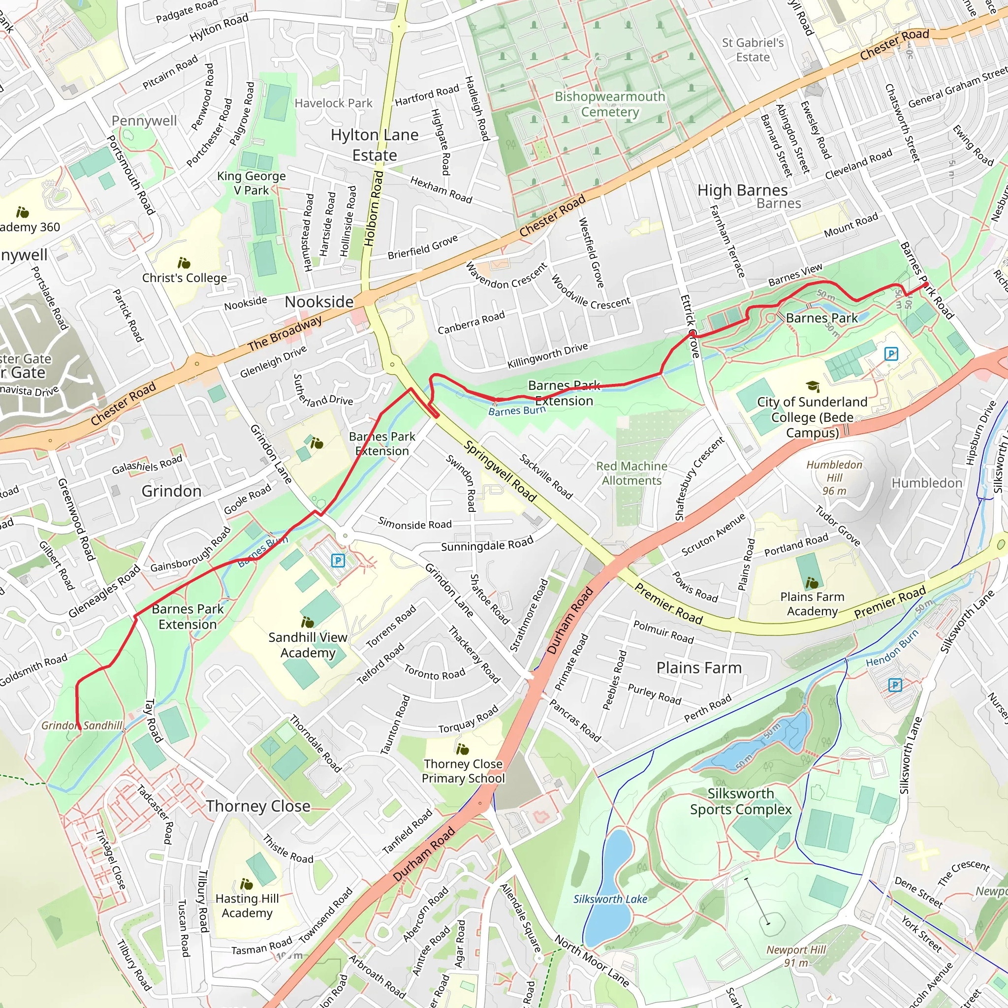 Barnes Park Extension Walk mobile static map