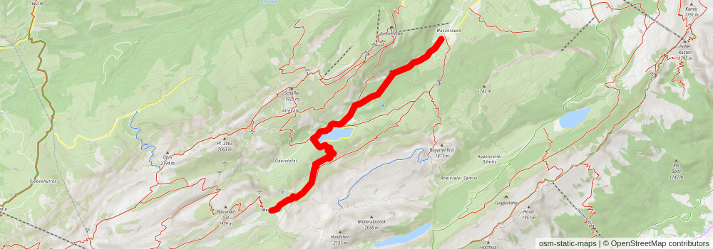 Schäfler Peak and Lake Seealpsee from Ebenalp stage 2 Map