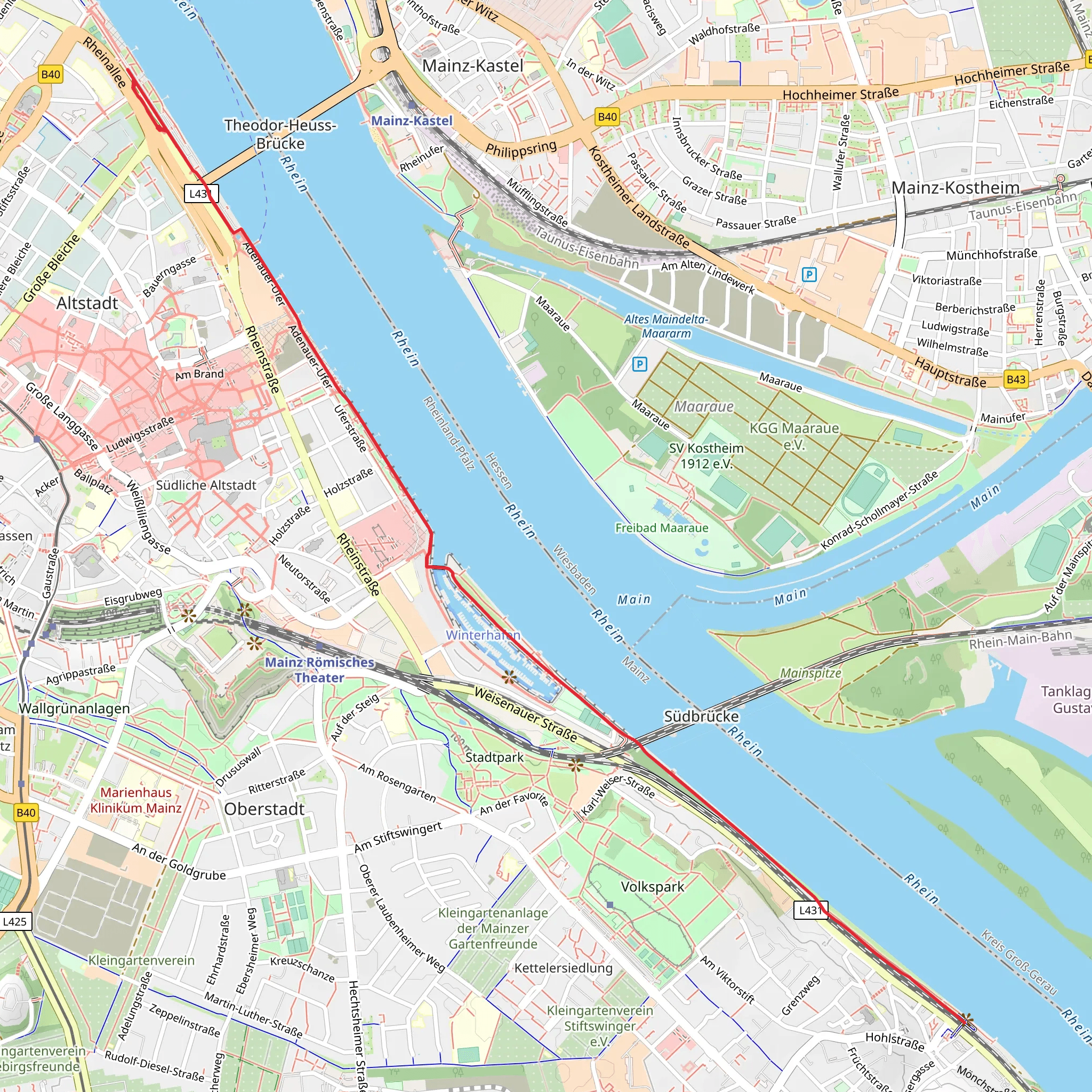 Rhein River Short Walk mobile static map