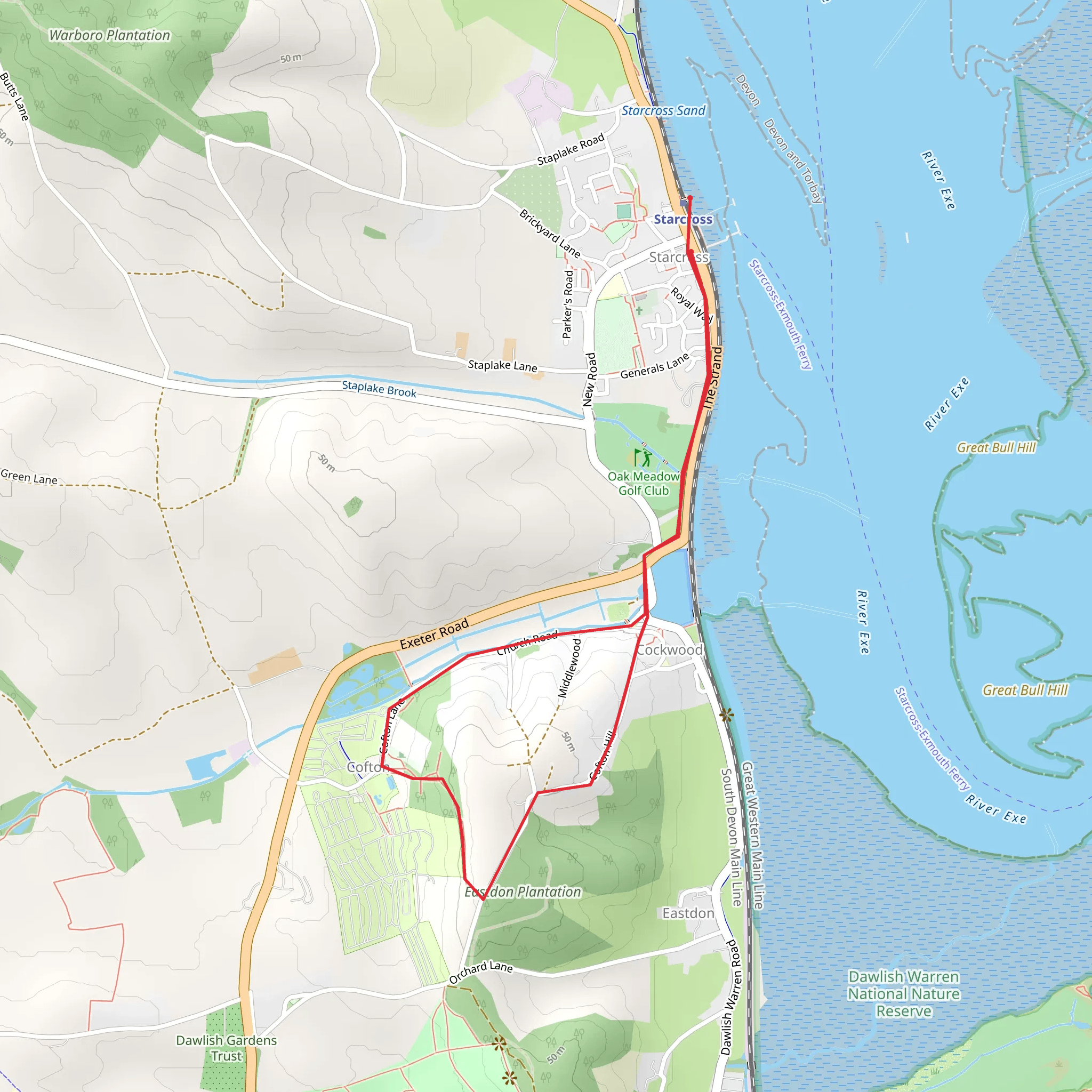 Riviera Line - Starcross - Cockwood Circular mobile static map