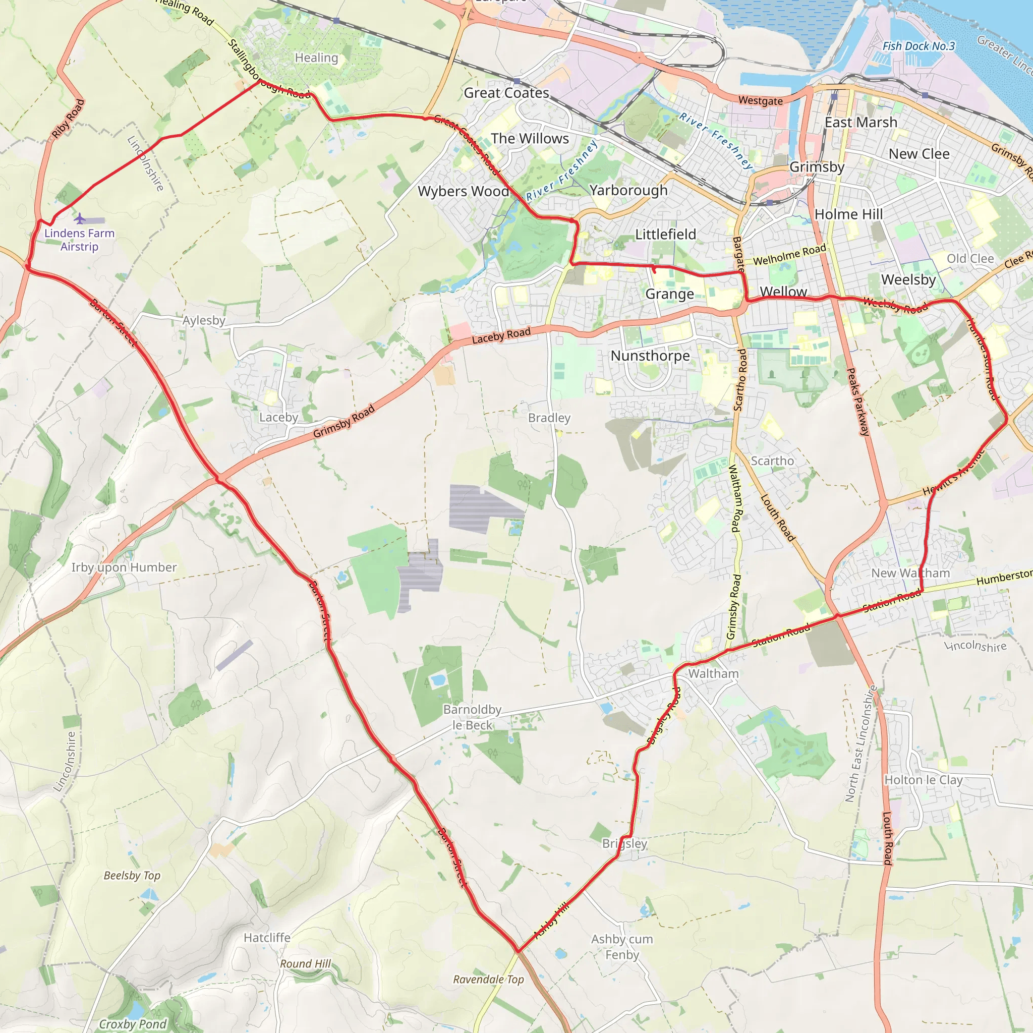 Grimsby to Irby upon Humber and Waltham Loop mobile static map