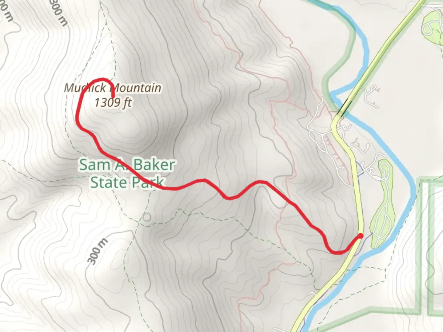 An image depicting the trail Mudlick Mountain via Fire Tower Trail and its surrounding area.