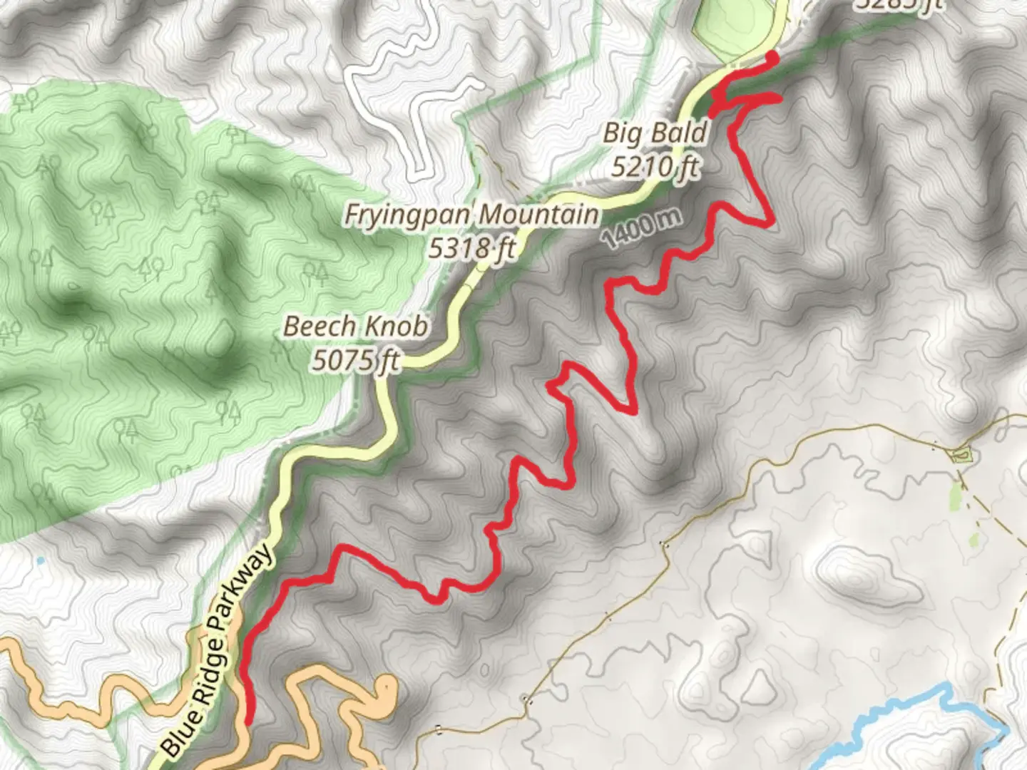 An image depicting the trail Mountains-to-Sea Trail from Pisgah Inn and its surrounding area.
