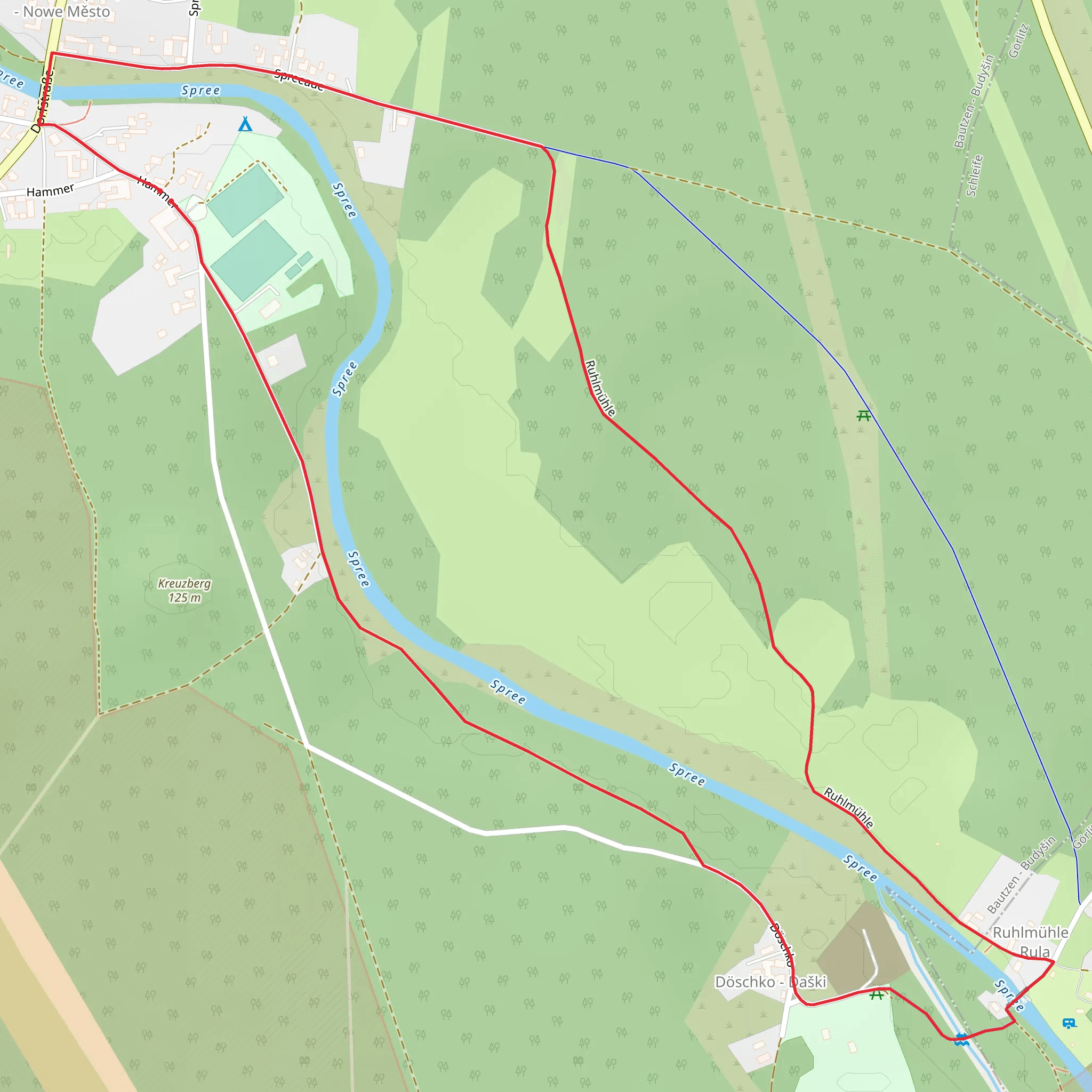 Kreuzberg, Ruhlmuhle and River Spree Loop via Spreeaue mobile static map