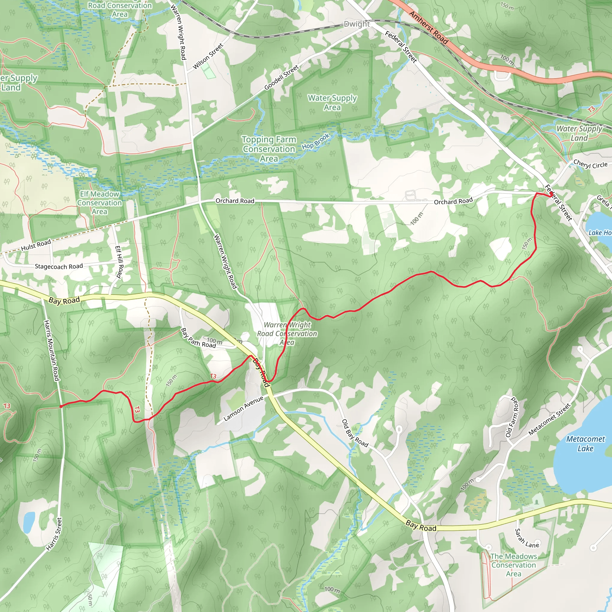 Warren Wright Road Conservation Area Point to Point mobile static map