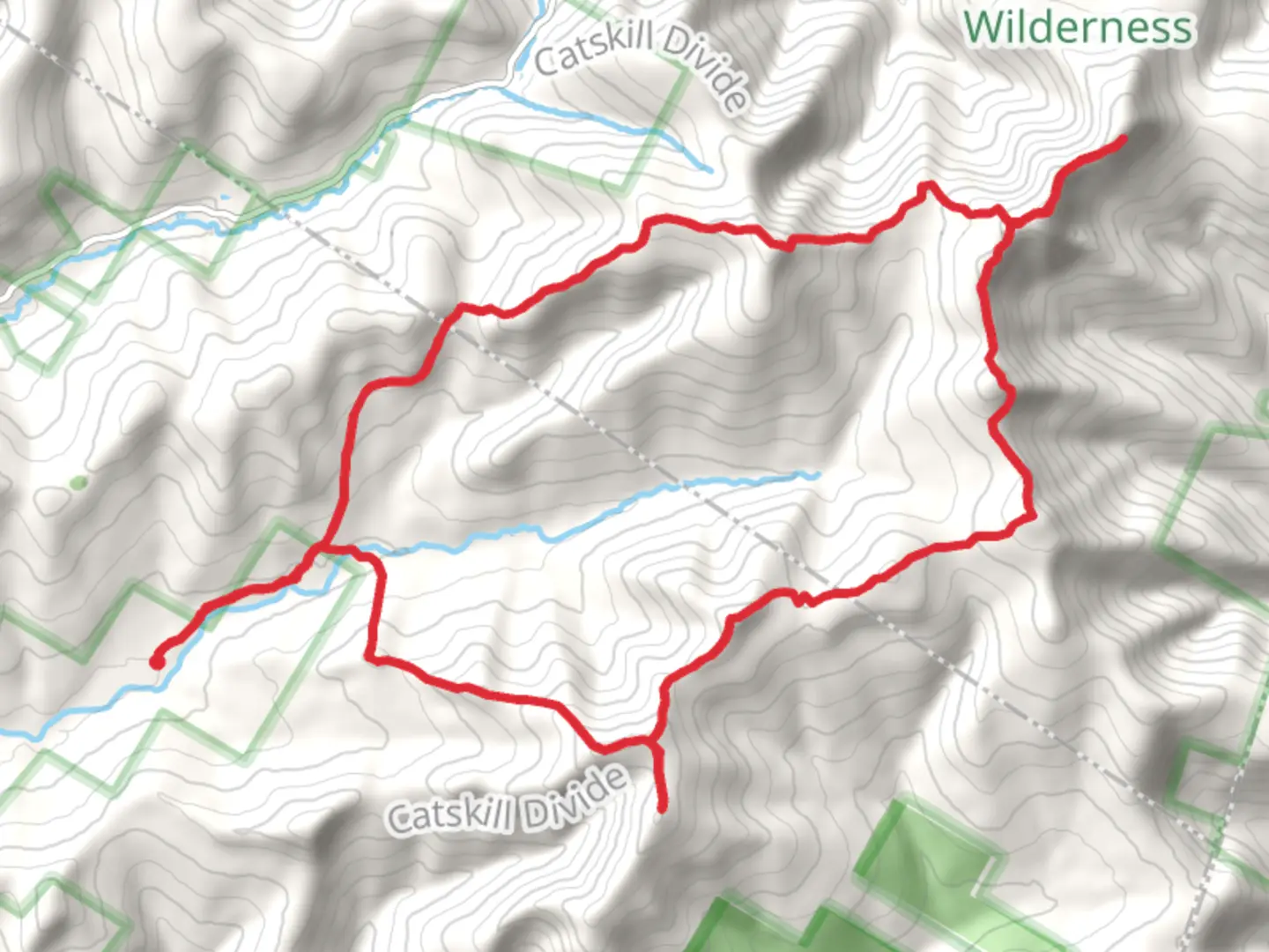 An image depicting the trail Slide Mountain, Wittenberg Mountain and Peekamoose Mountain Loop Trail and its surrounding area.