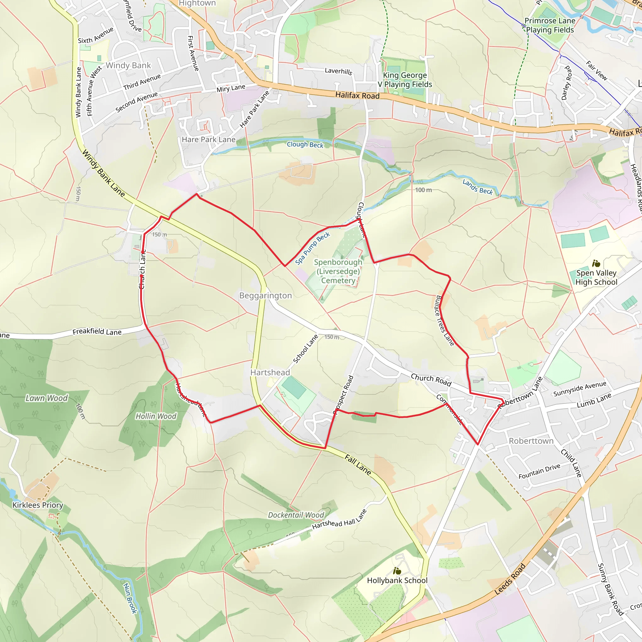 Hollin Wood and Beggarington Loop mobile static map
