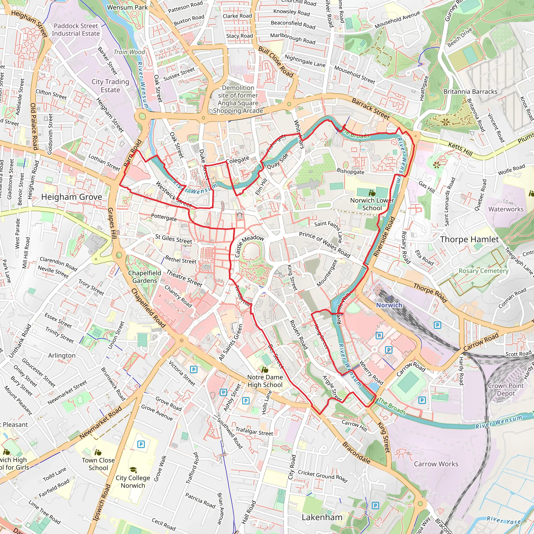 River Wensum Side Walk mobile static map