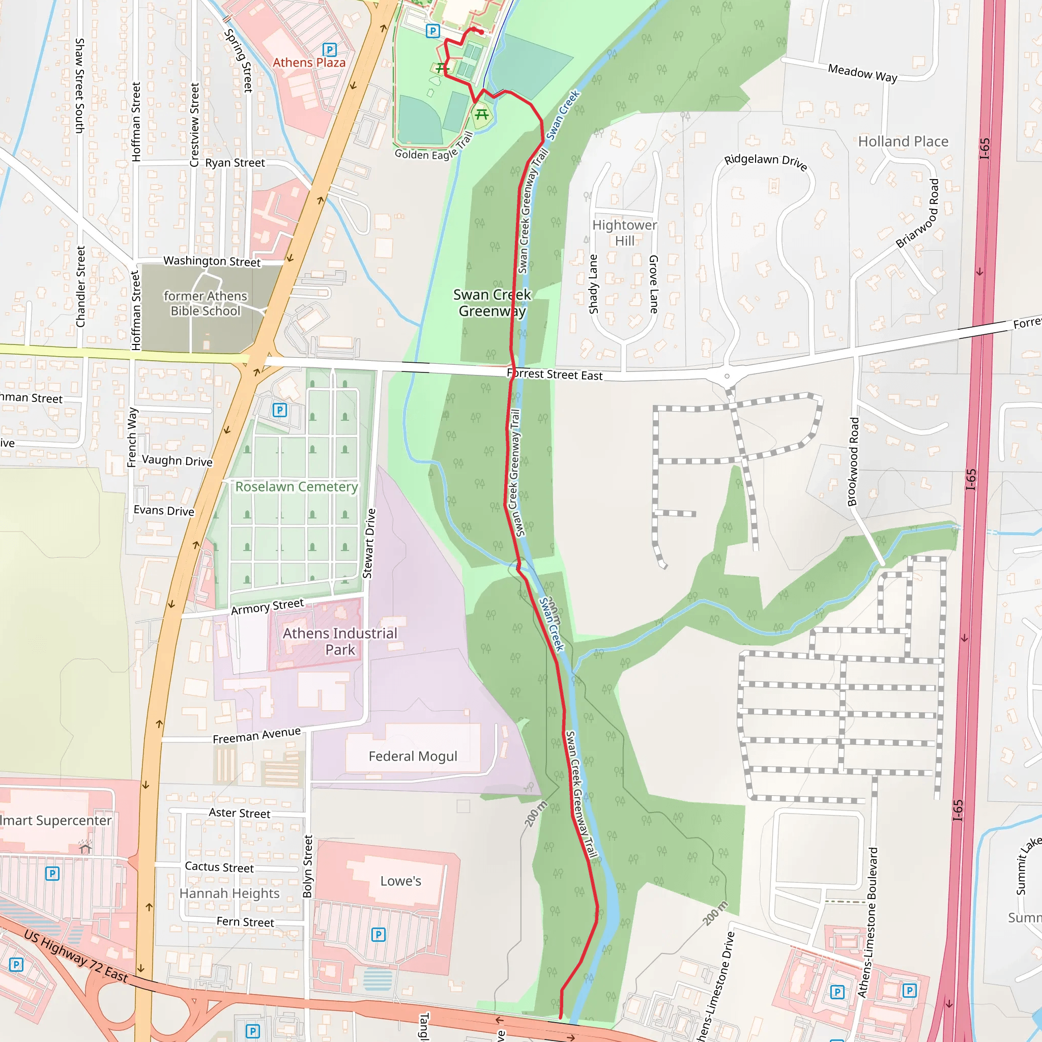 Swan Creek Greenway Trail mobile static map