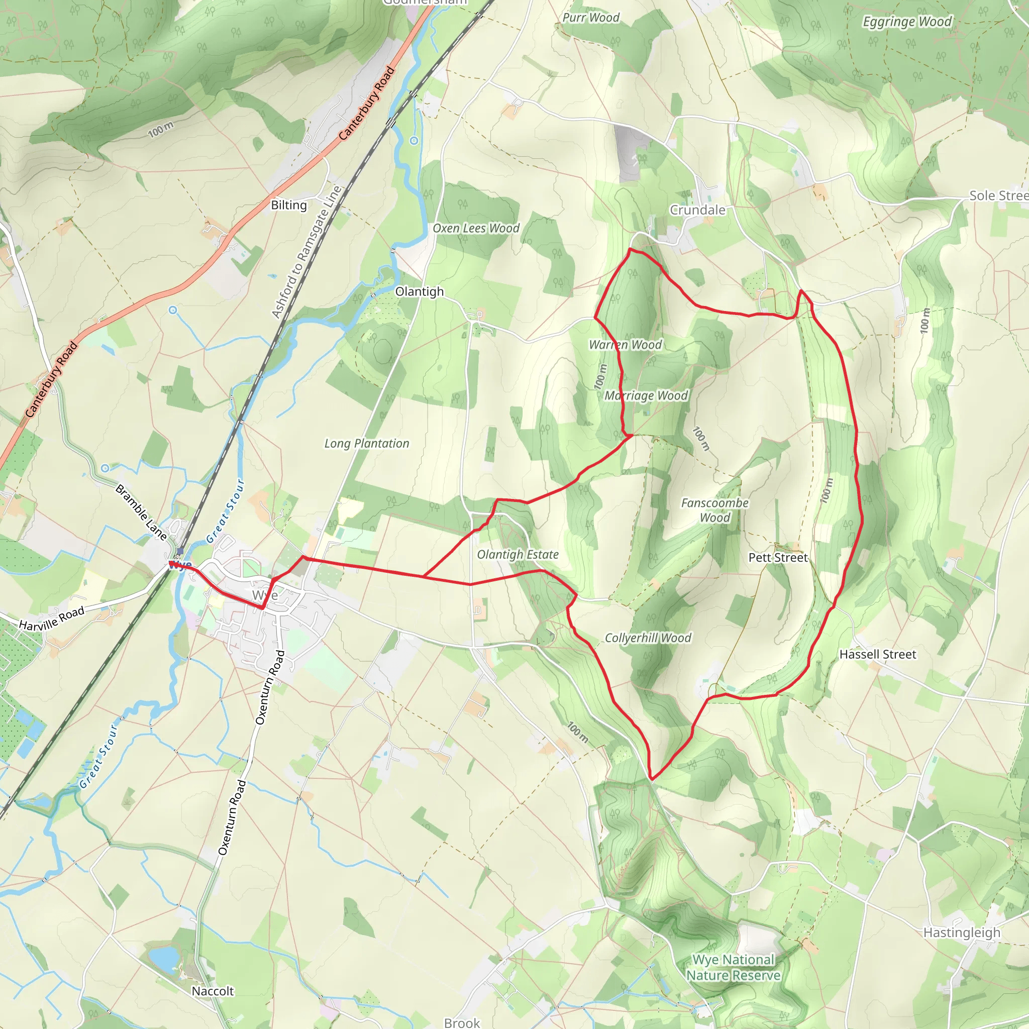 Wye and the Crundale Downs mobile static map
