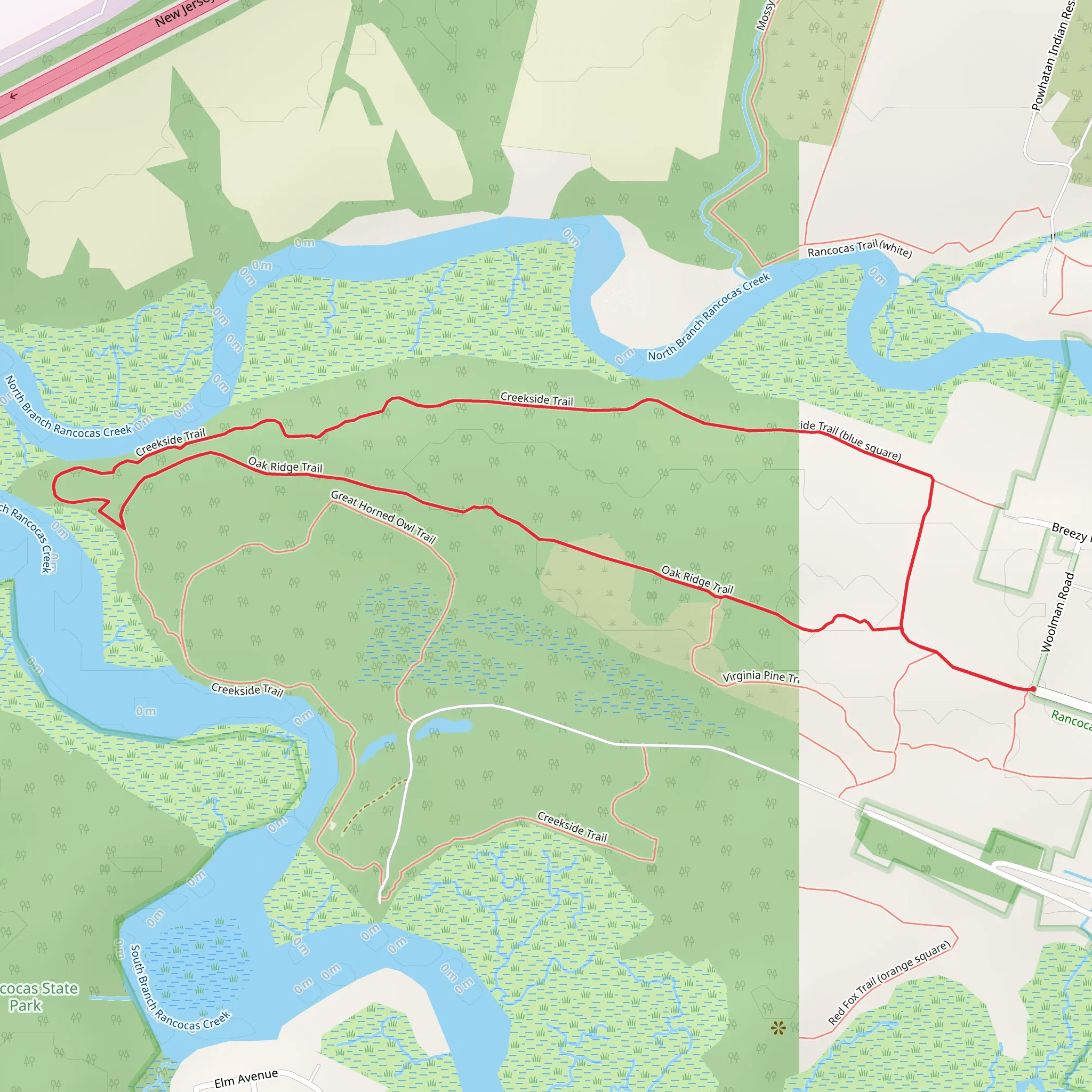Creekside and Oak Ridge Loop Trail mobile static map