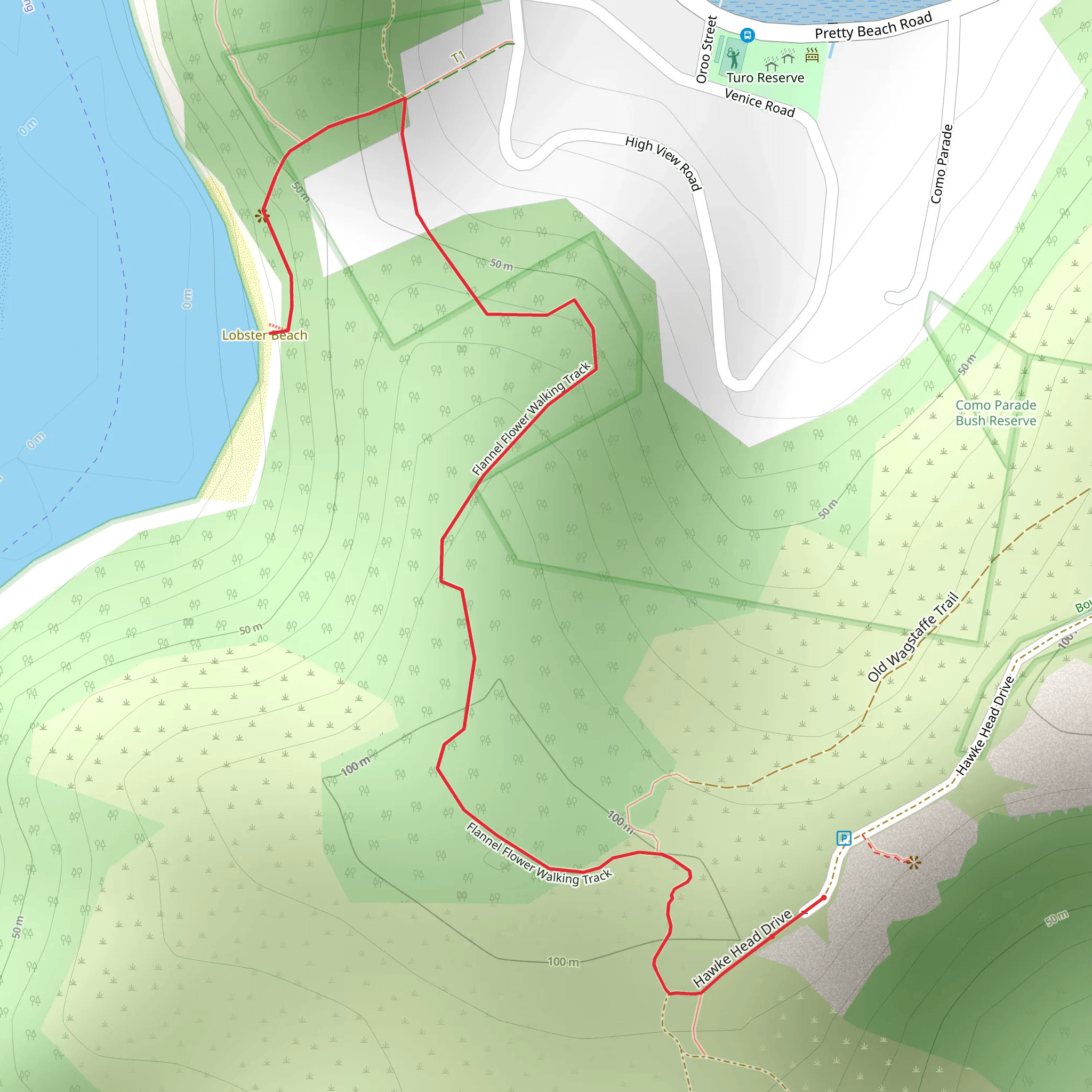 Flannel Flower Track mobile static map