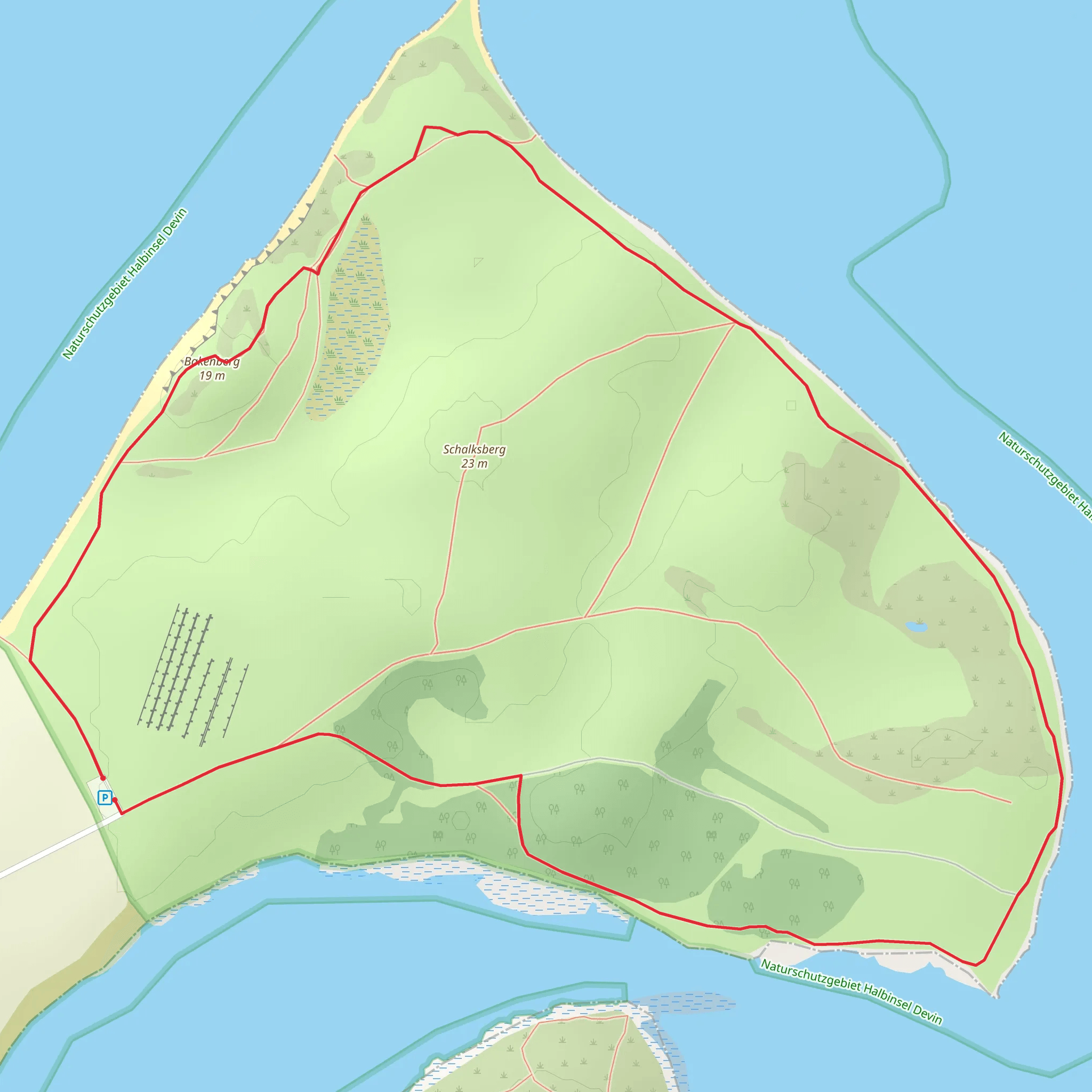 Bakenberg and Halbinsel Devin Loop mobile static map