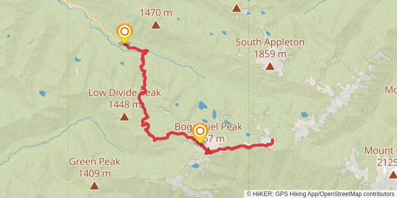 High Divide via Sol Duc Falls Nature Trail stage 3 Map