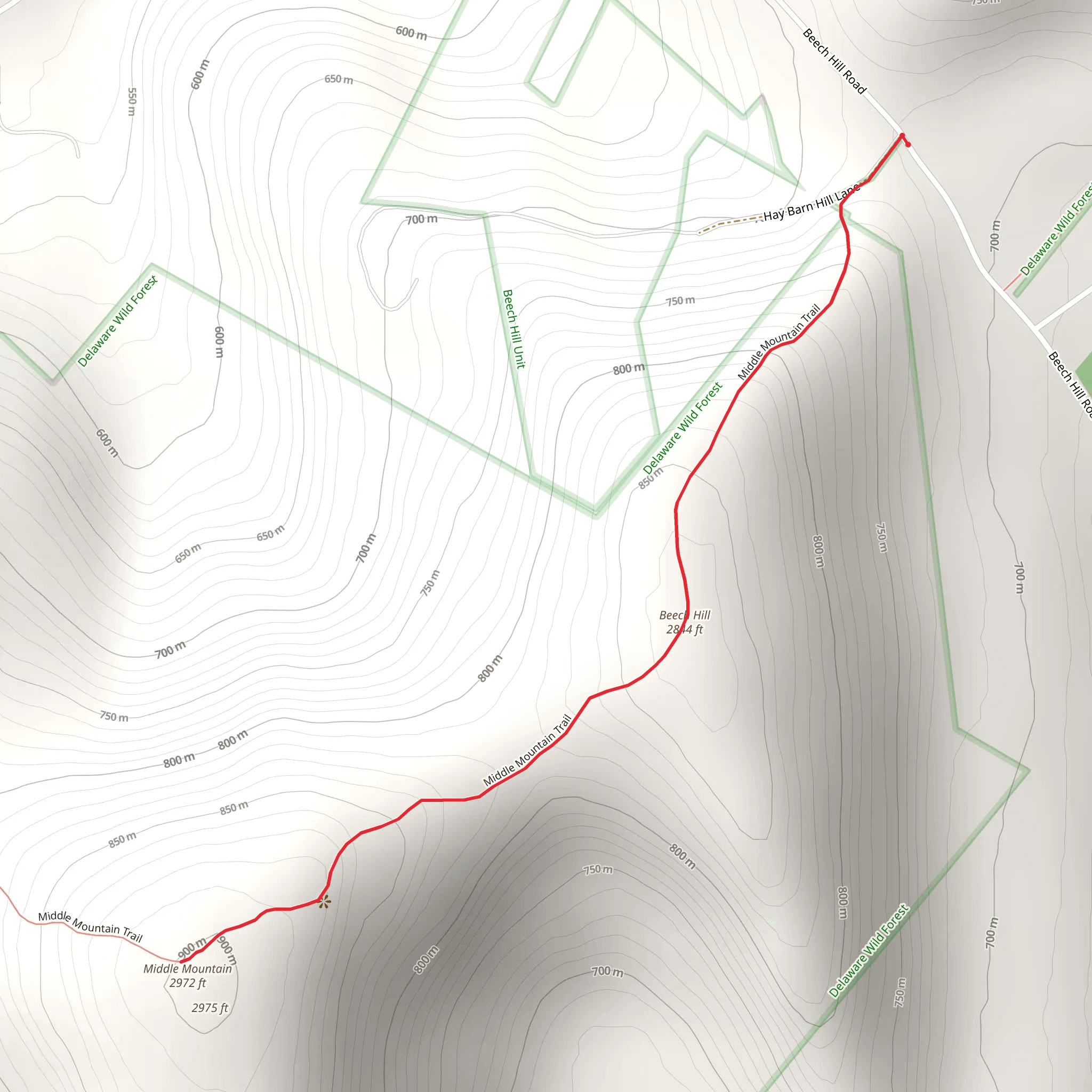 Beech Hill and Middle Mountain mobile static map